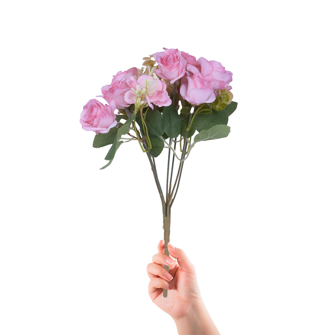 Artificial Flower Bonica Rose Pink 12inch 1Sprig