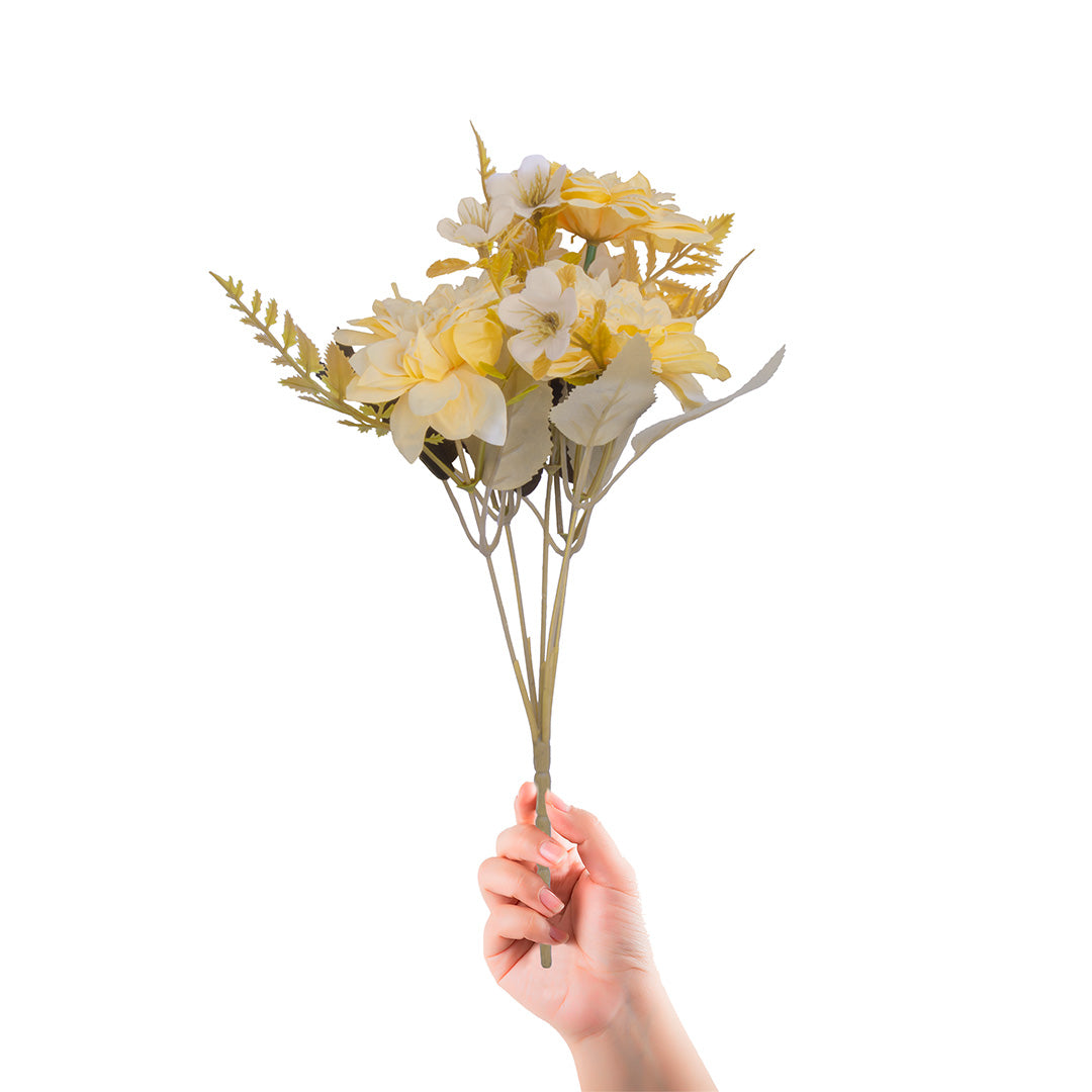 Artificial Flower Bridal Bouquet yellow 12inch 1Sprig