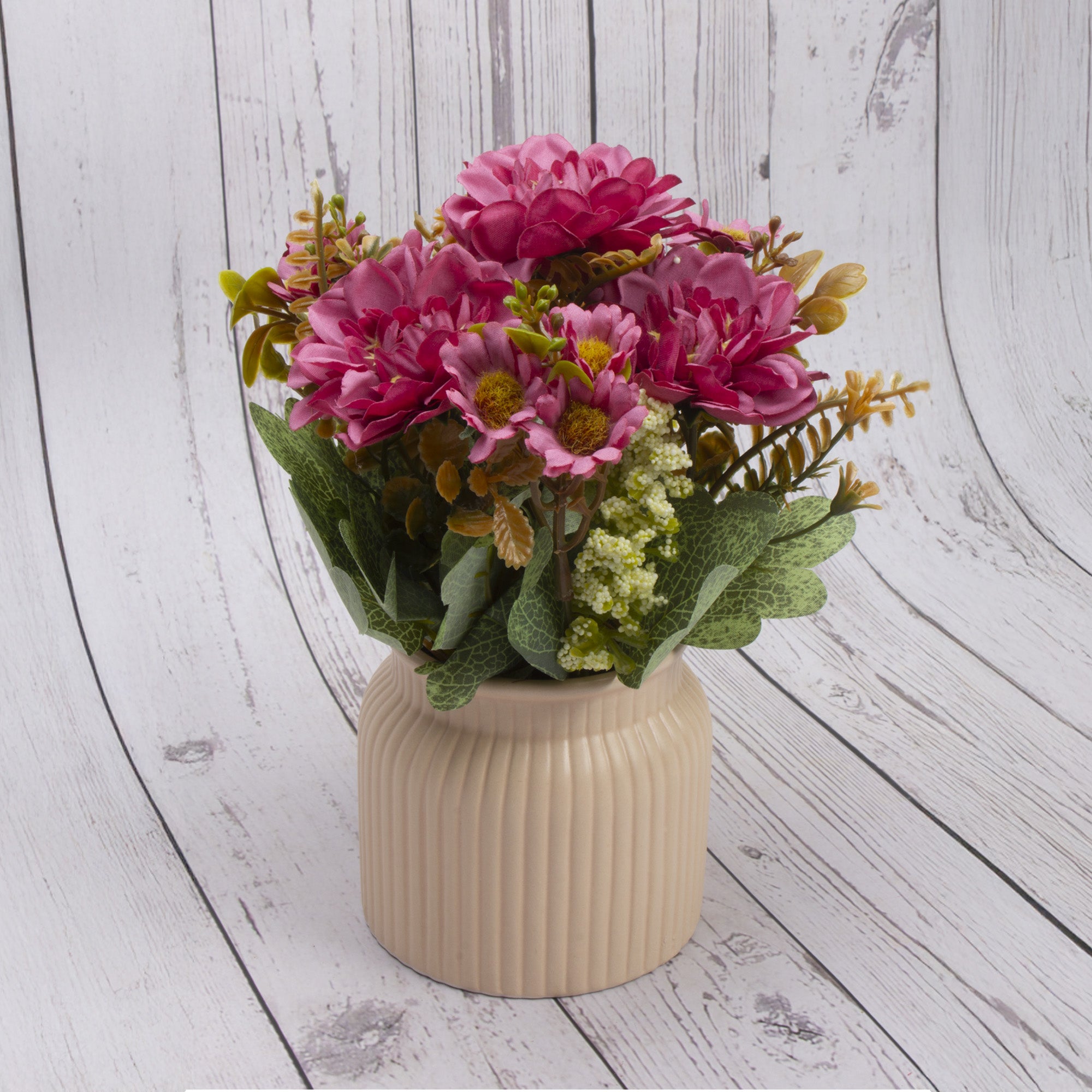 Artificial Chrysanthemum in Ceramic Pot Light purple 12.5X9inch 1pc Box