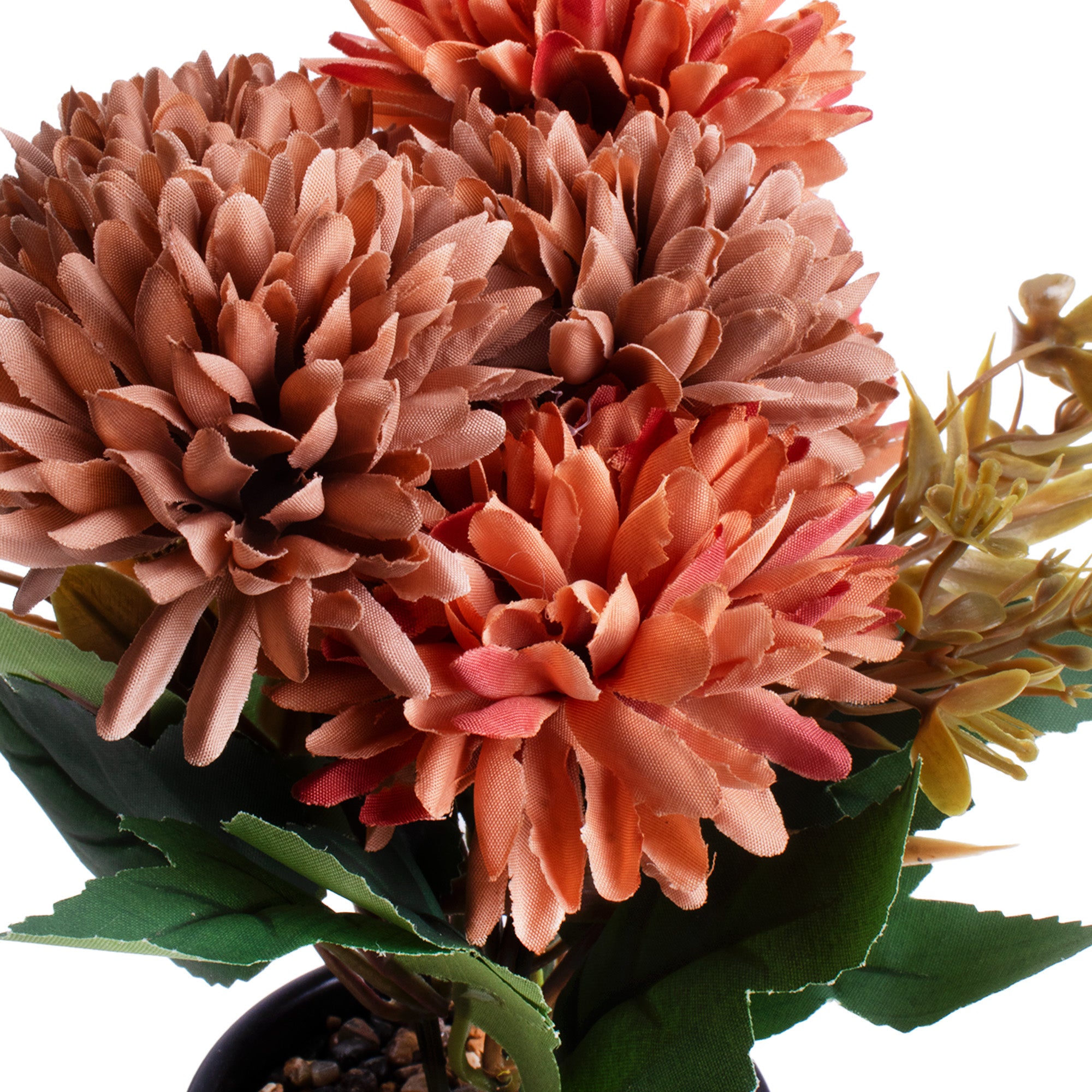 Artificial Flower in Ceramic Pot Chrysanthemums Coral Peach 9X5.5inch 1pc