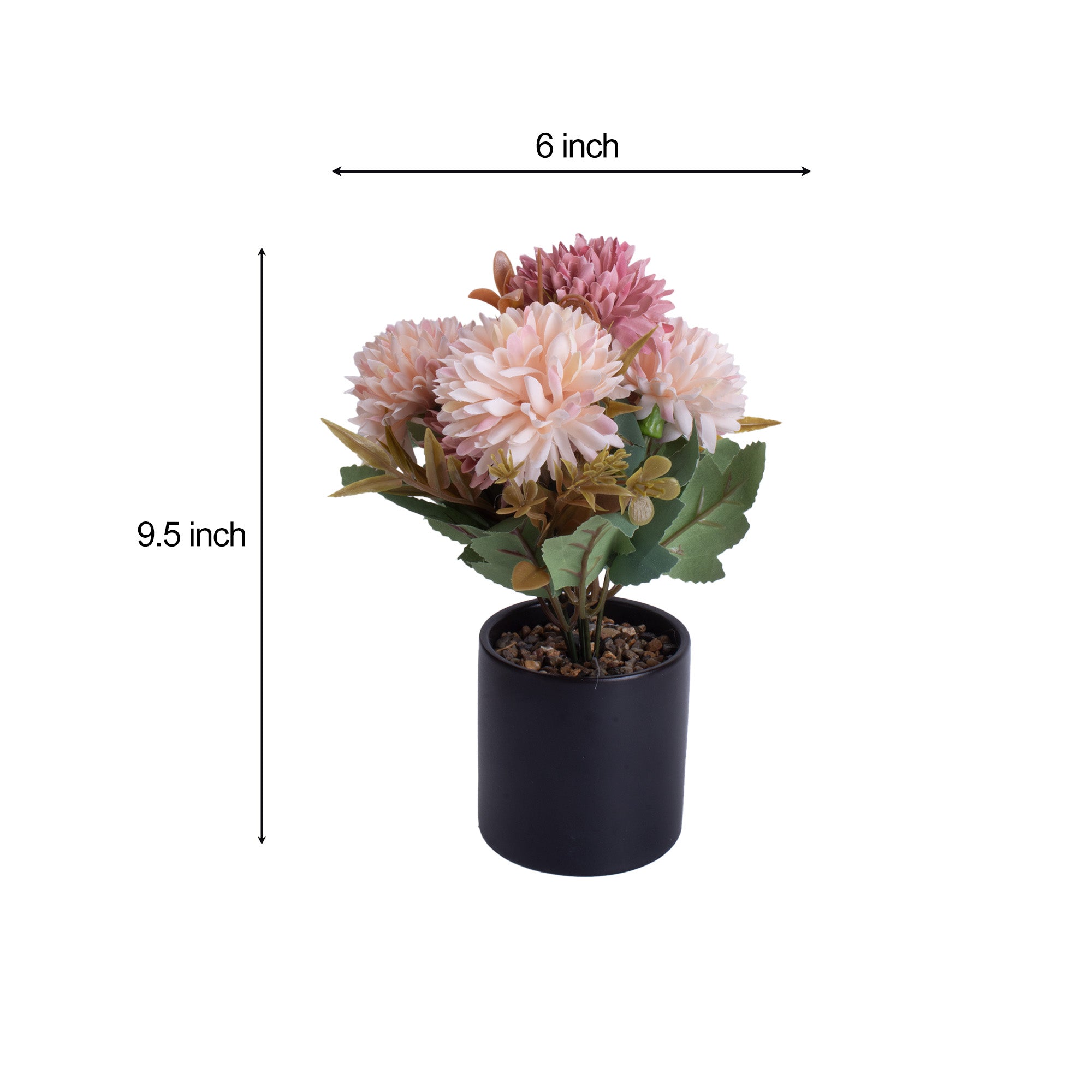 Artificial Flower in Pot Chrysanthemums Lemon Cream 9X5.5inch 1pc