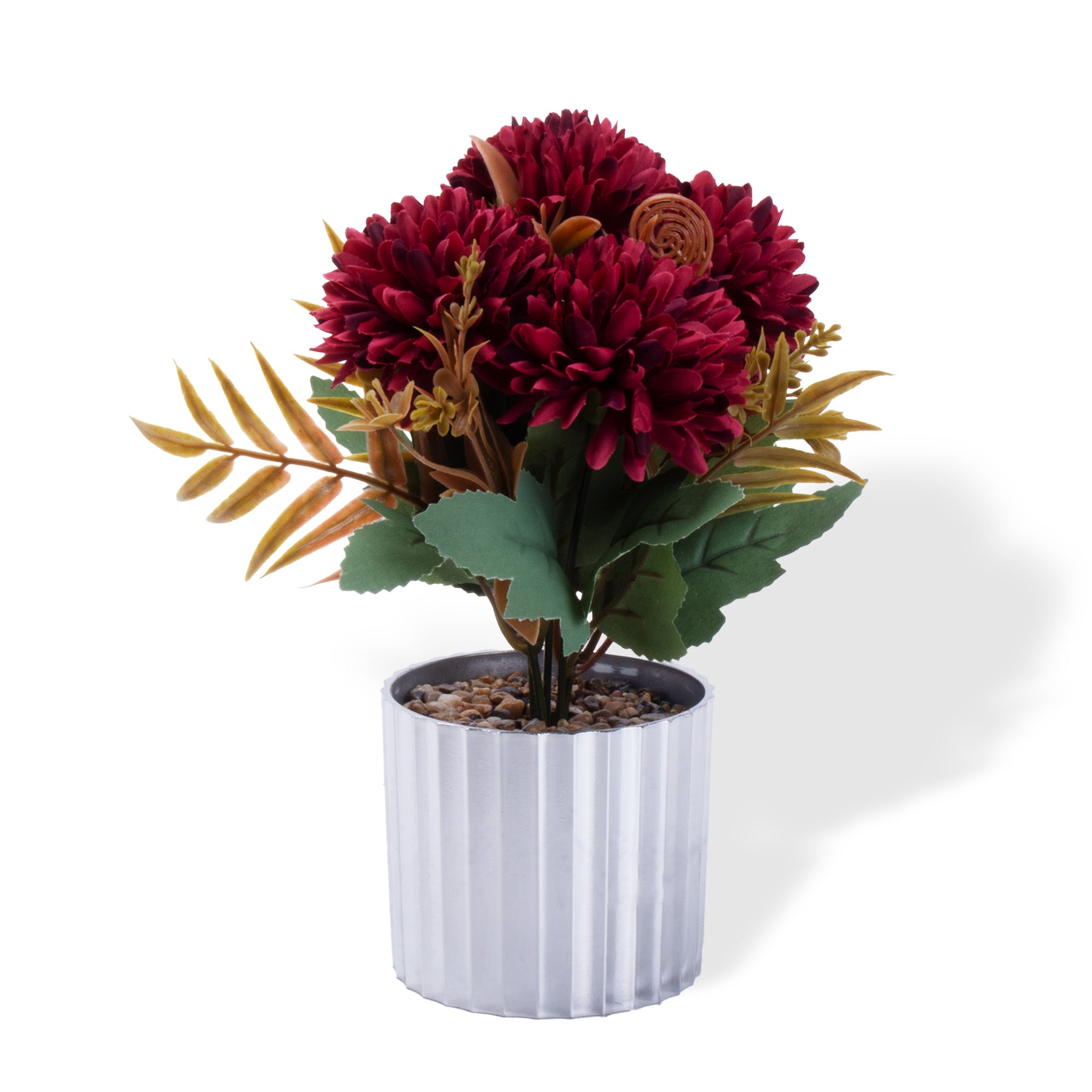 Artificial Flower in Pot Chrysanthemums Maroon 9X5.5inch 1pc