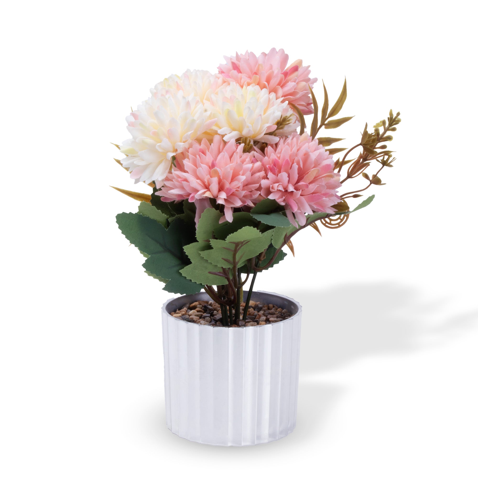 Artificial Flower in Pot Chrysanthemums Lemon Cream 9X5.5inch 1pc