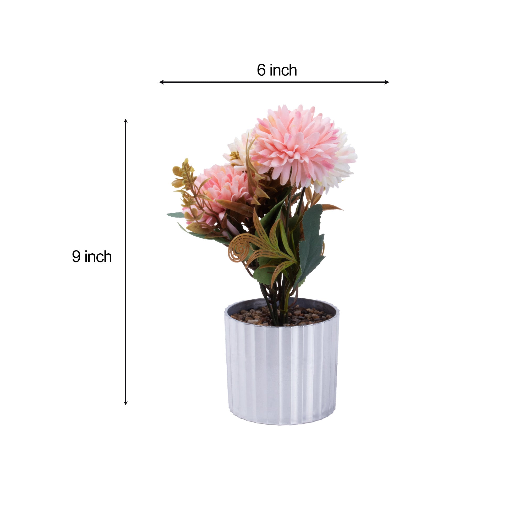 Artificial Flower in Pot Chrysanthemums Lemon Cream 9X5.5inch 1pc