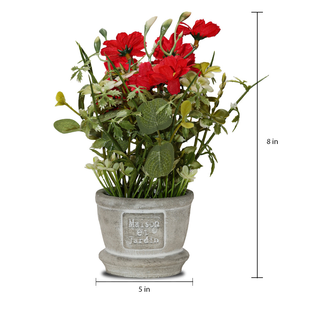 Artificial Flower in Ceramic Pot Red Daisy 8X5inch 1pc