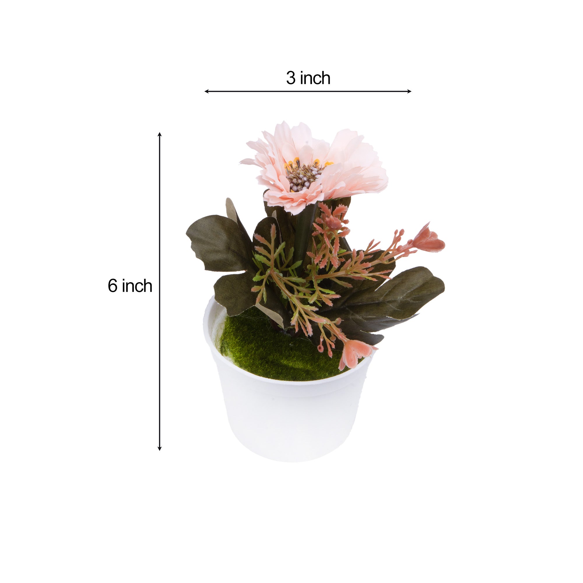 Artificial Flower in Ceramic Pot Peony Light peach 6X4inch 1pc