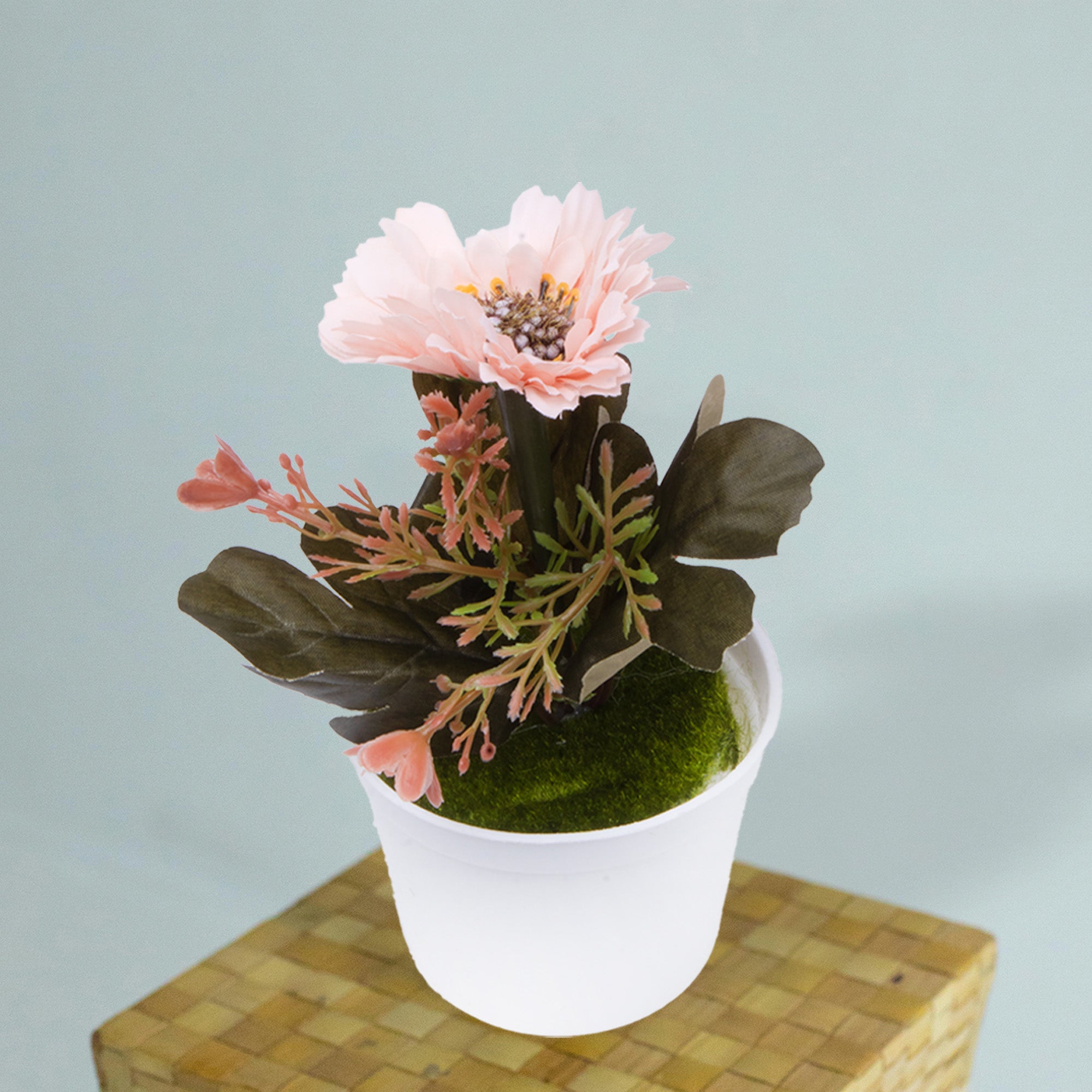 Artificial Flower in Ceramic Pot Peony Light peach 6X4inch 1pc