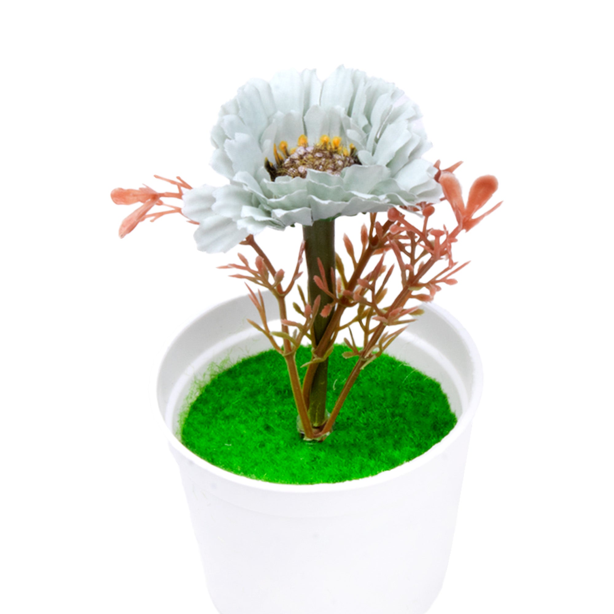 Artificial Flower in Ceramic Pot Peony White 6X4inch 1pc