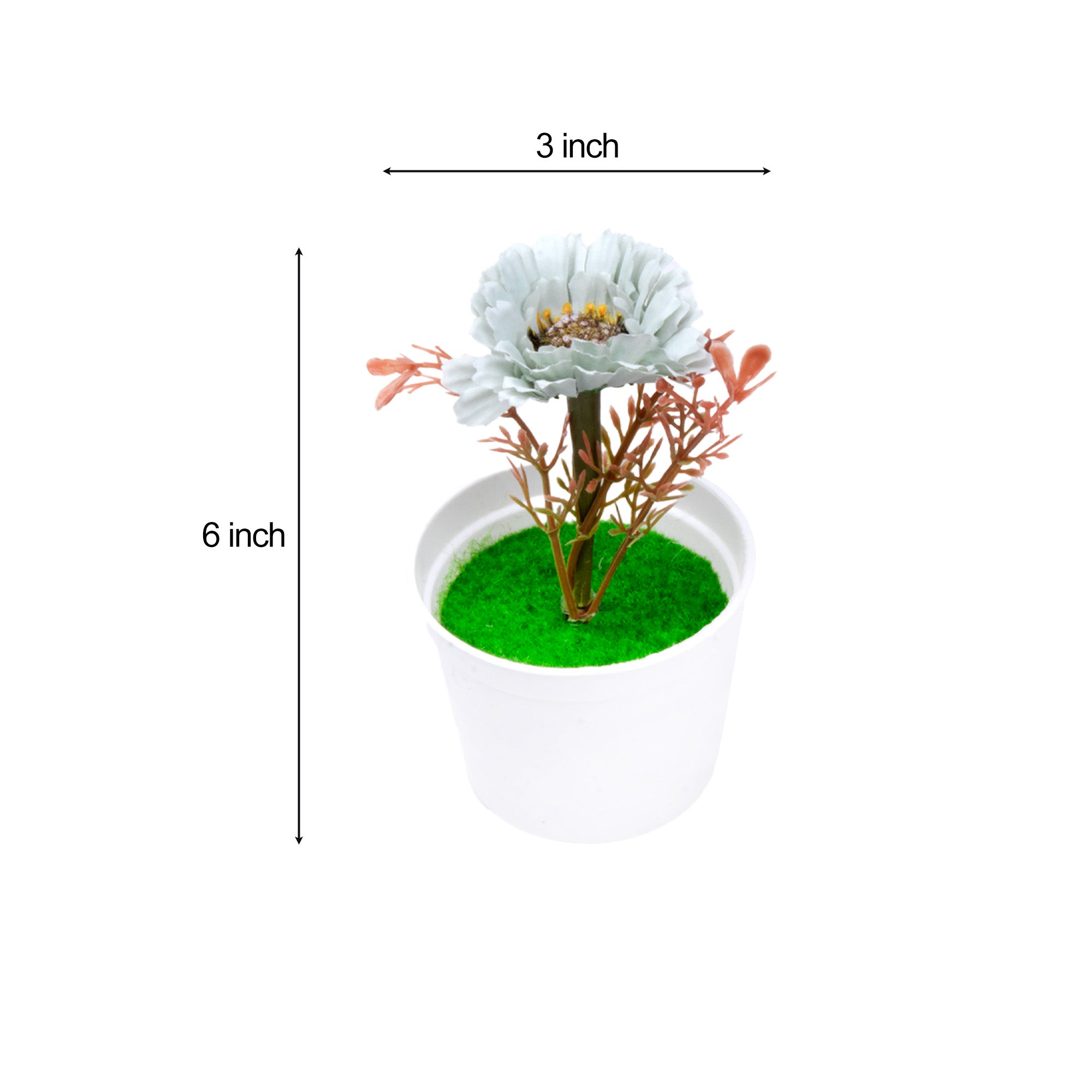 Artificial Flower in Ceramic Pot Peony White 6X4inch 1pc