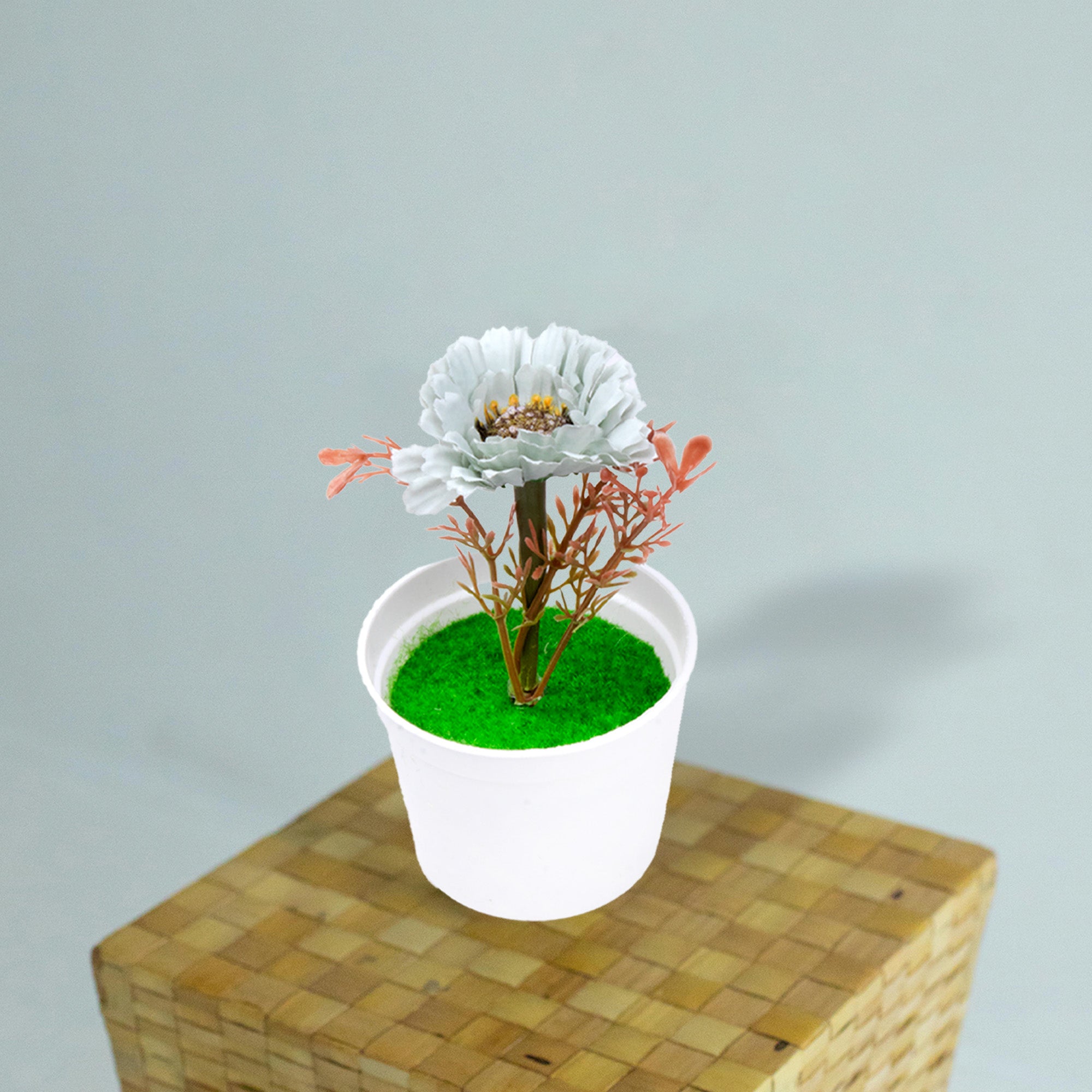 Artificial Flower in Ceramic Pot Peony White 6X4inch 1pc