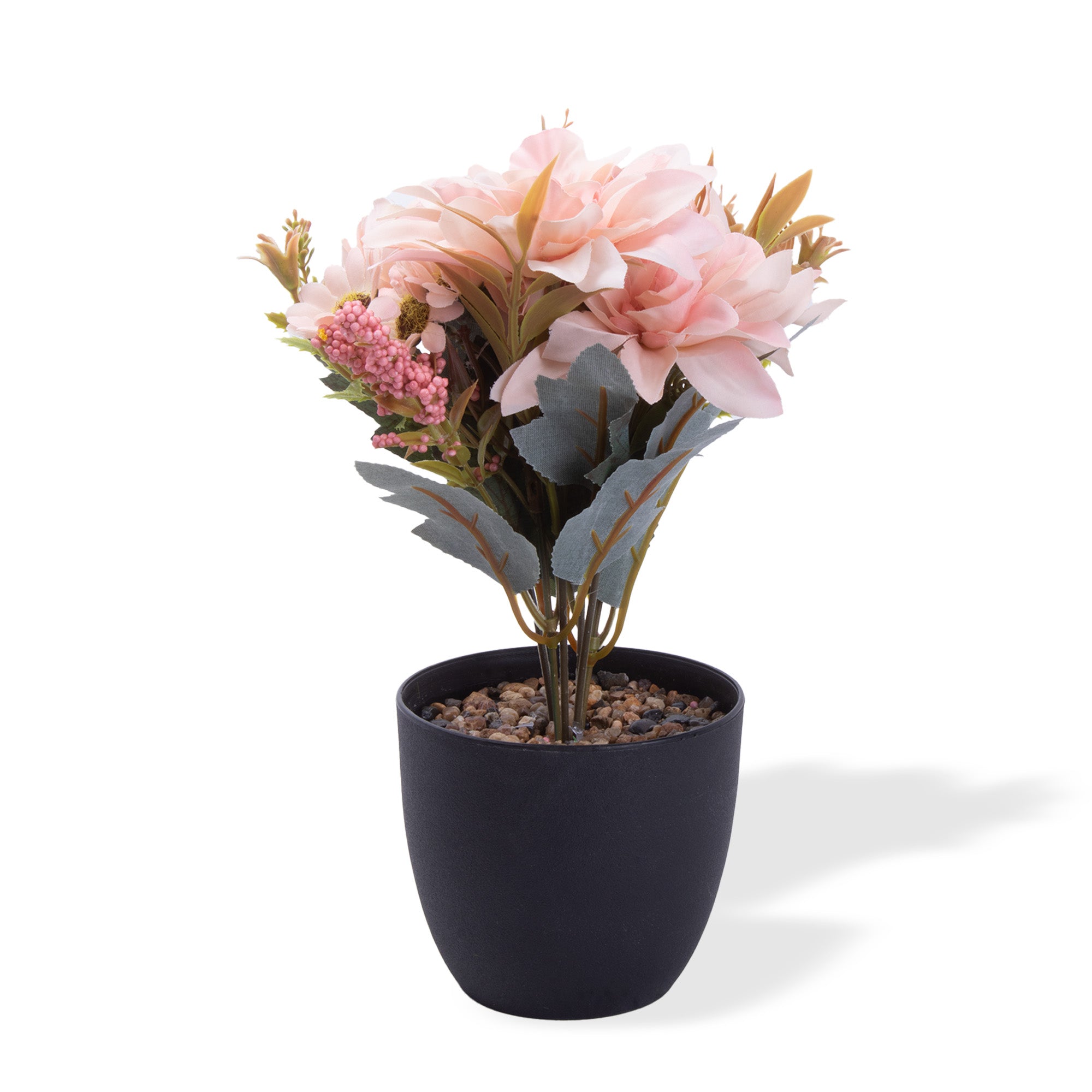 Artificial Flower in Pot Rose and Daisy Light peach 9.5X6.5inch 1pc