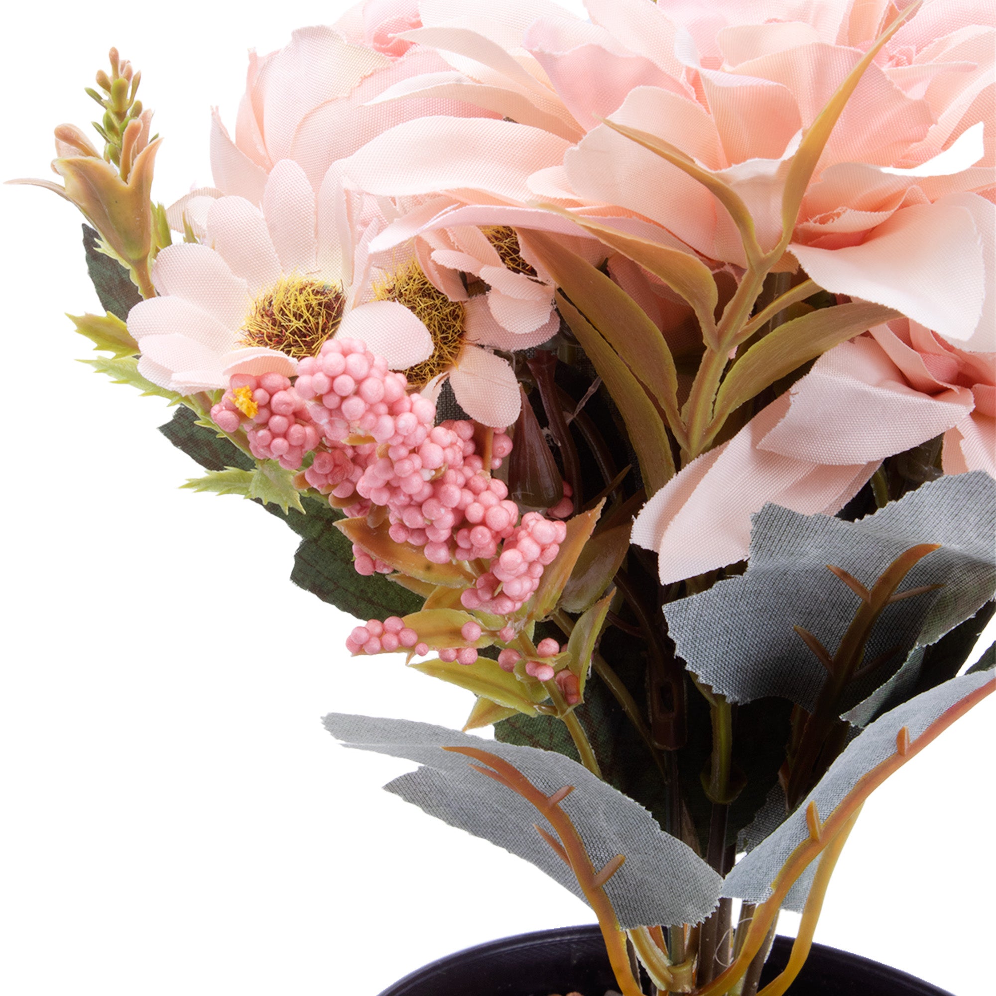 Artificial Flower in Pot Rose and Daisy Light peach 9.5X6.5inch 1pc