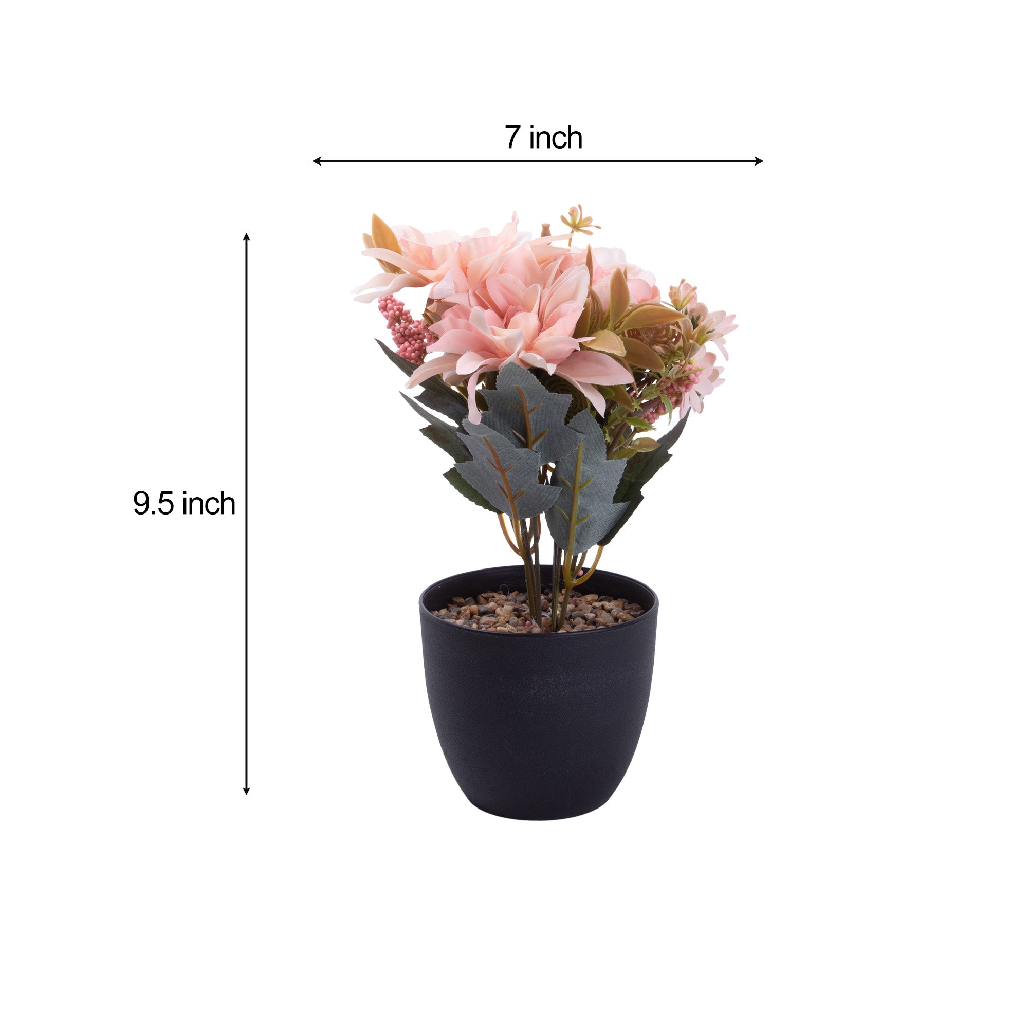 Artificial Flower in Pot Rose and Daisy Light peach 9.5X6.5inch 1pc