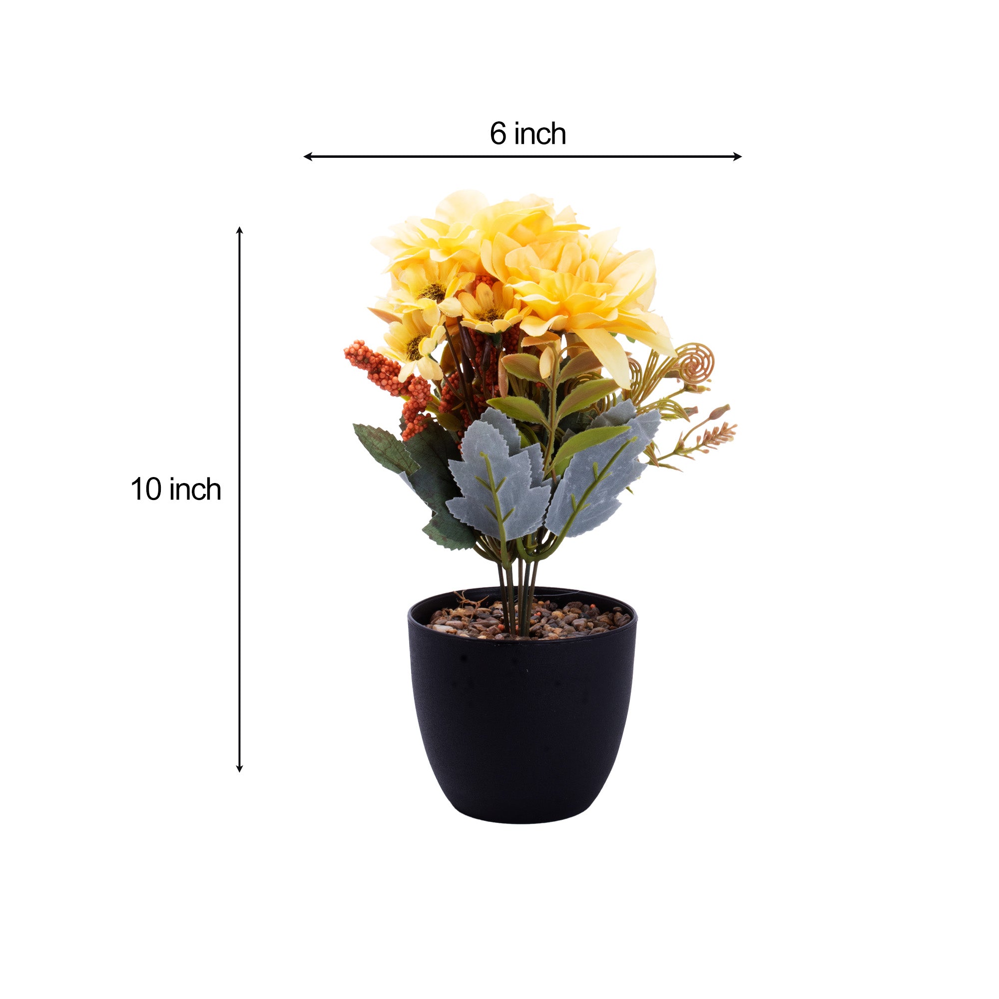 Artificial Flower in Pot Rose and Daisy Sunny Yellow 9.5X6.5inch 1pc