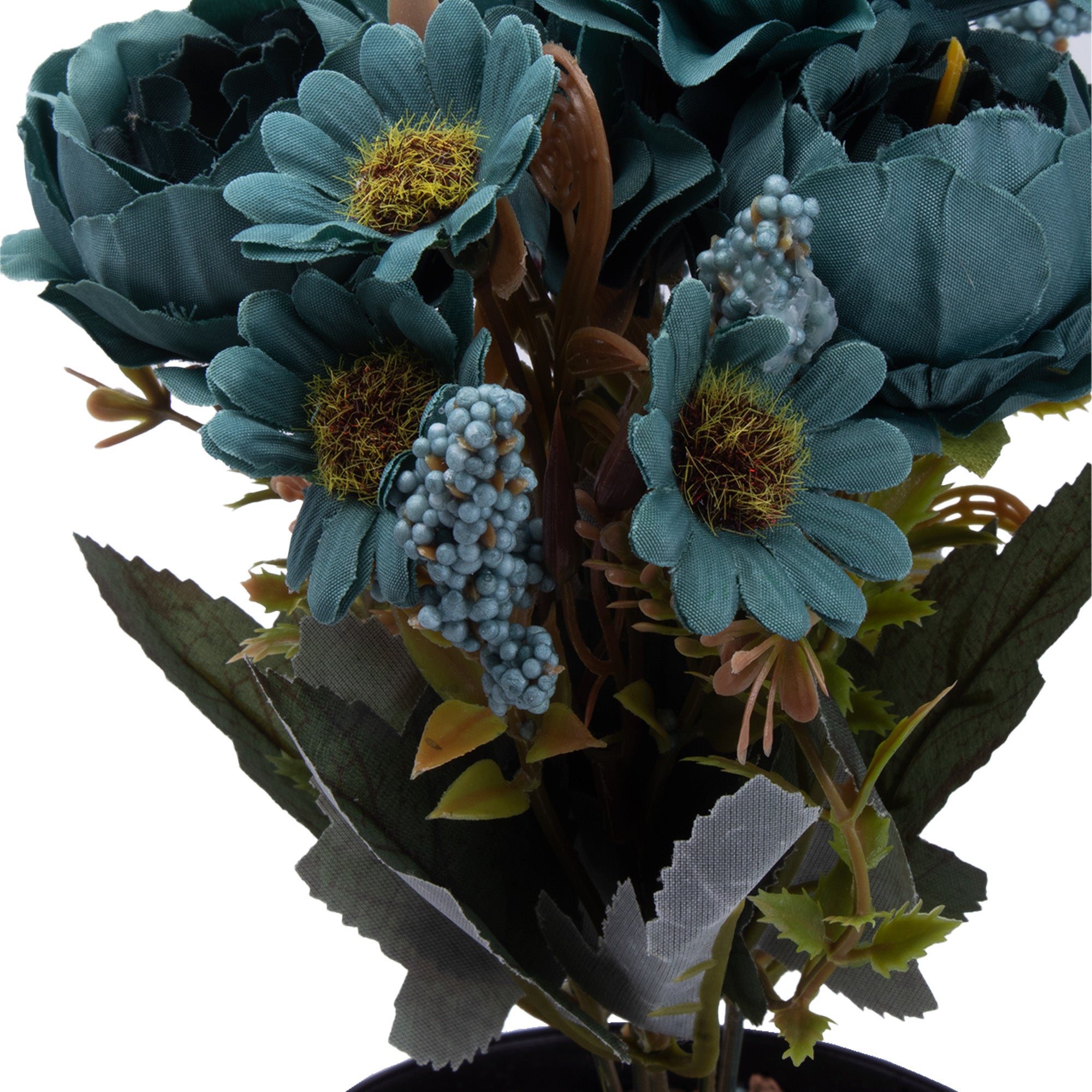 Artificial Flower in Pot Rose and Daisy Teal 9.5X6.5inch 1pc