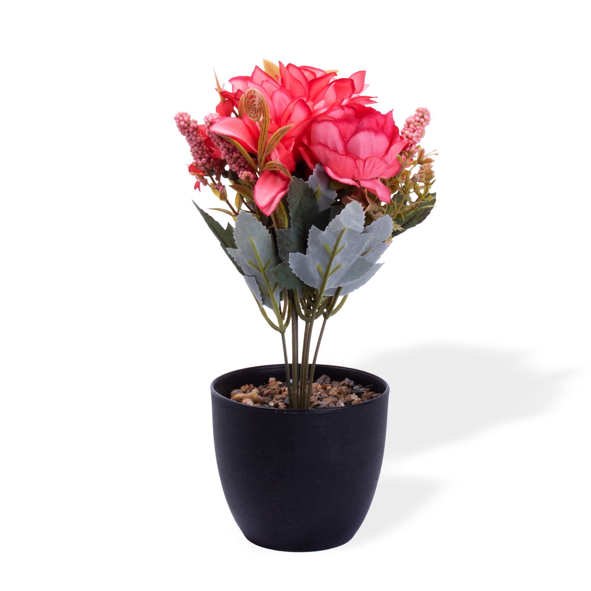 Artificial Flower in Pot Rose and Daisy Coral Pink 9.5X6.5inch 1pc