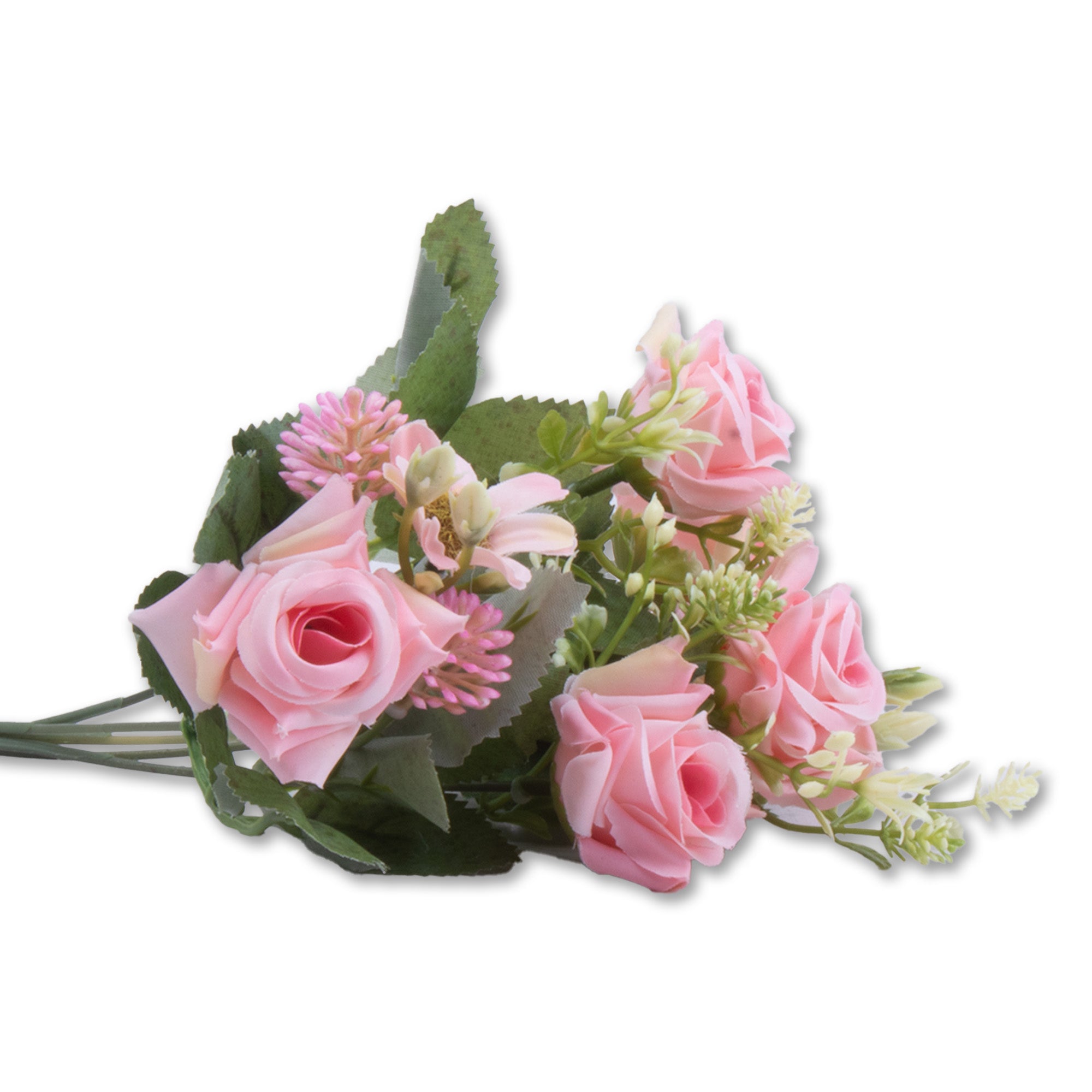 Artificial Flower Rose With Assorted Flowers Pink 12inch 1 Bunch