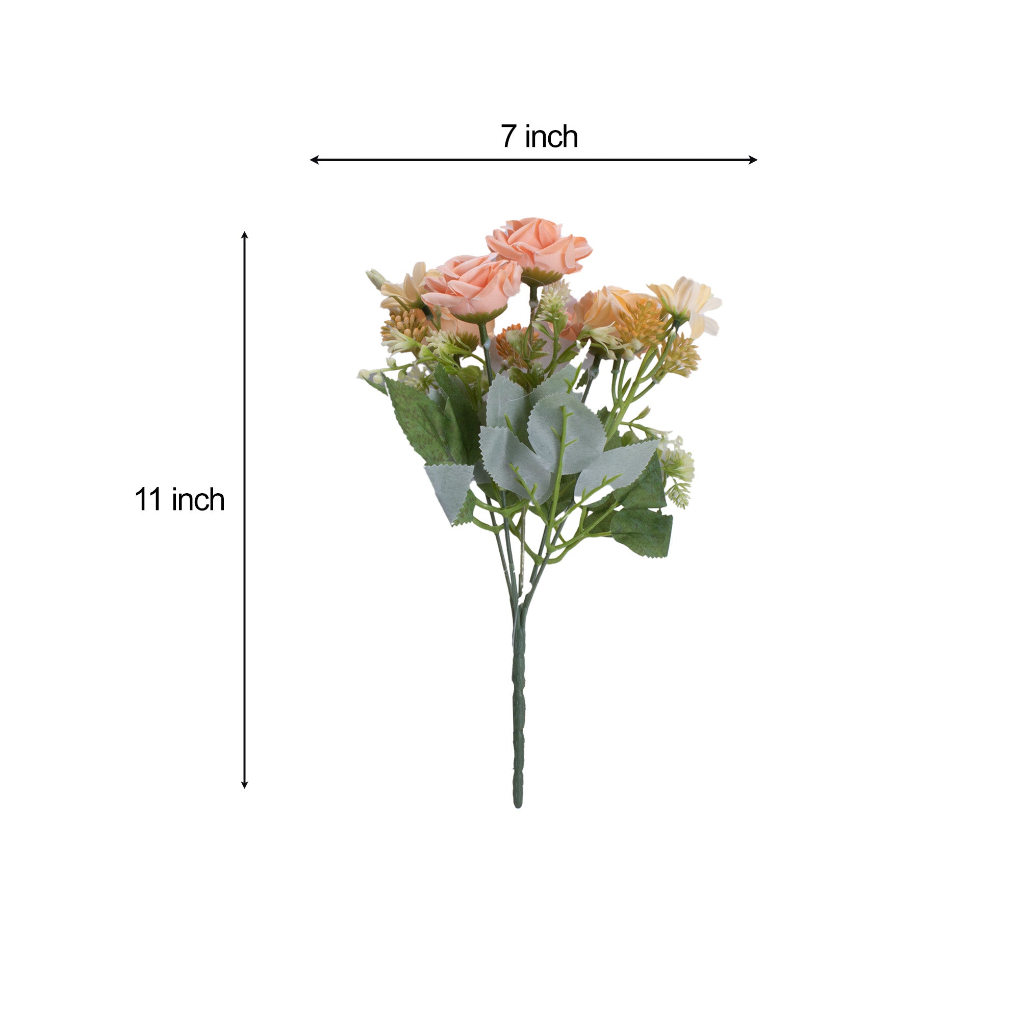 Artificial Flower Rose With Assorted Flowers Light Peach 12inch 1 Bunch