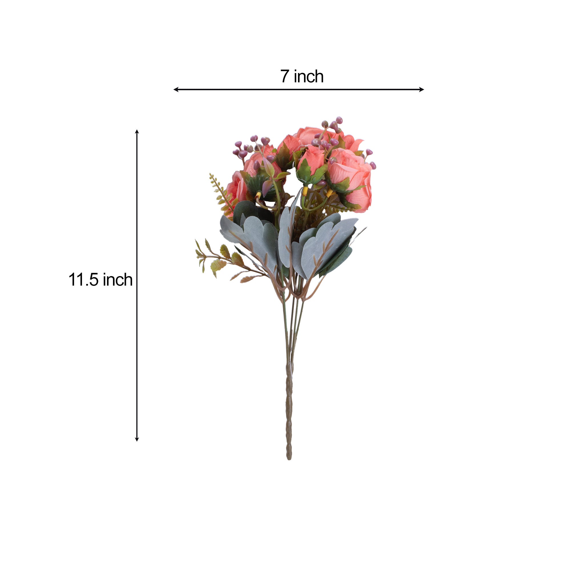 Artificial Flower Floribunda Rose Peach 12inch 1 Bunch