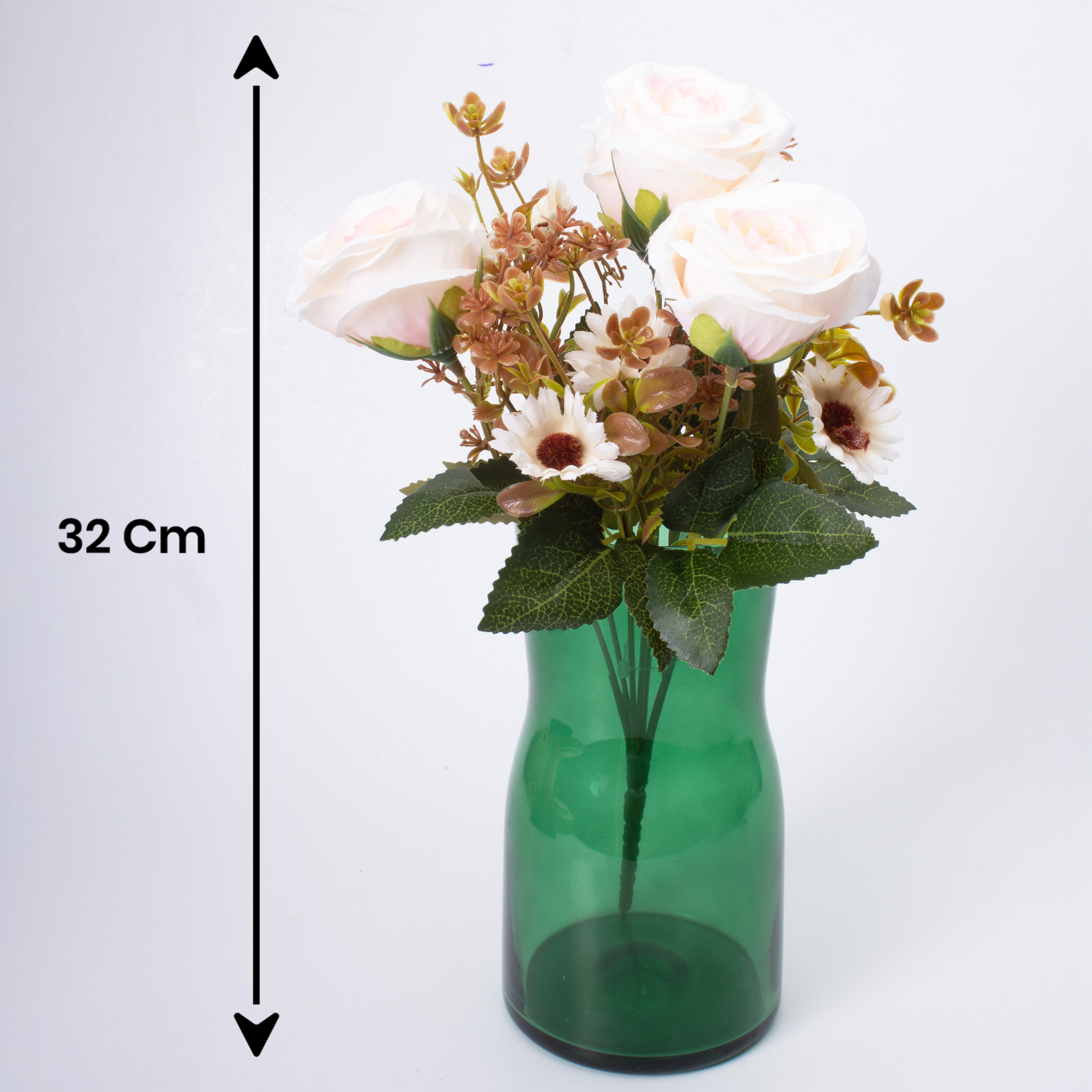 Artificial Flower Rose Bouquet 30 cm Off White 1 Bunch