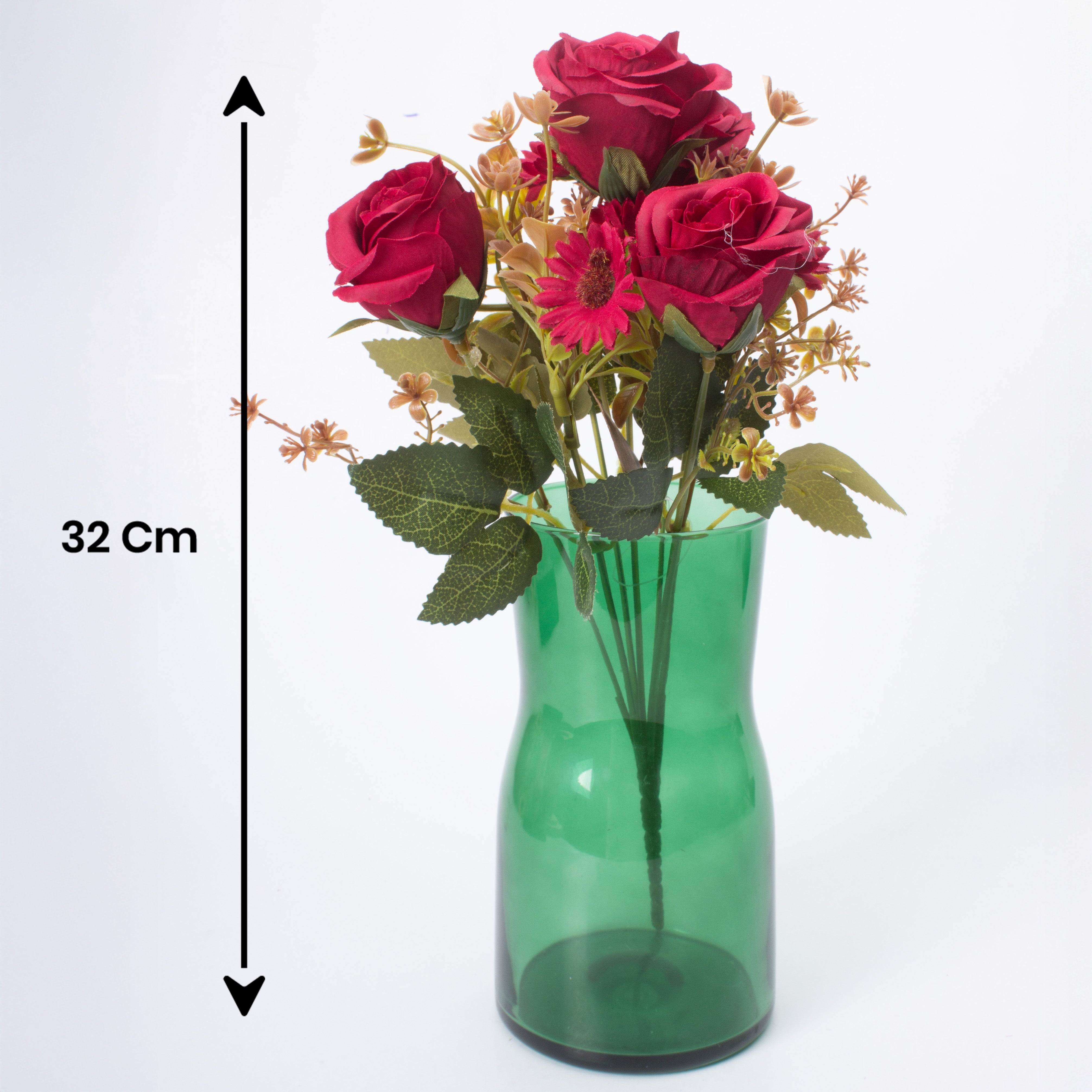 Artificial Flower Rose Bouquet 30cm Maroon 1 Bunch