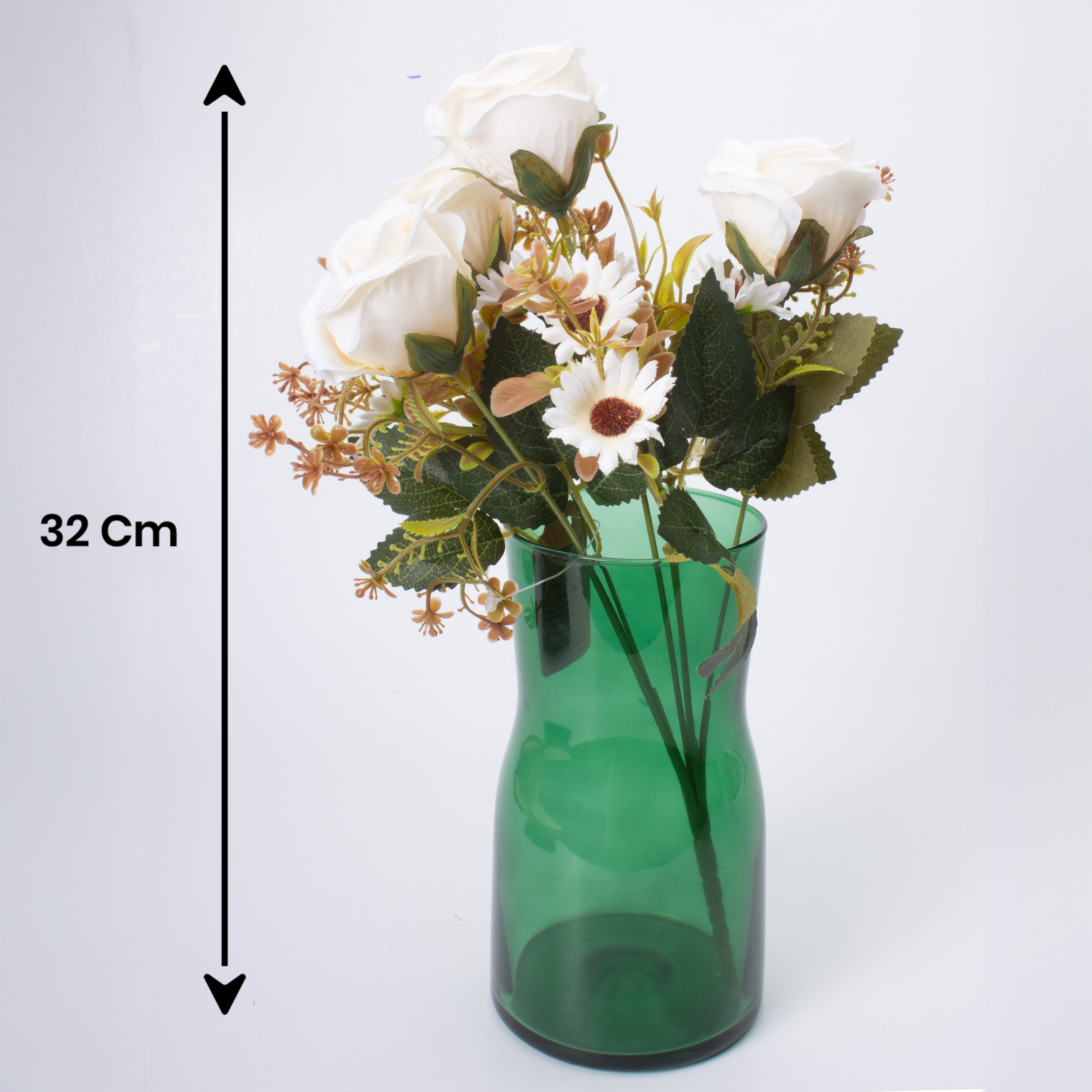 Artificial Flower Rose Bouquet 30cm white 1 Bunch