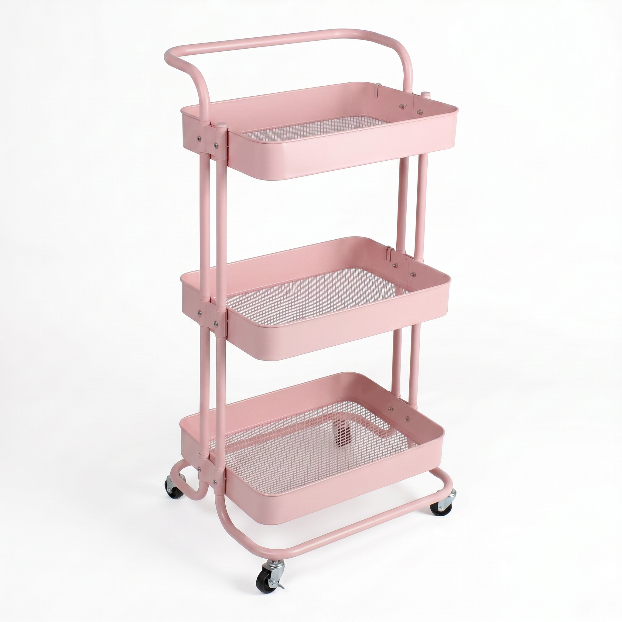 3-Layer Multipurpose Rolling Cart Light Pink 1pc