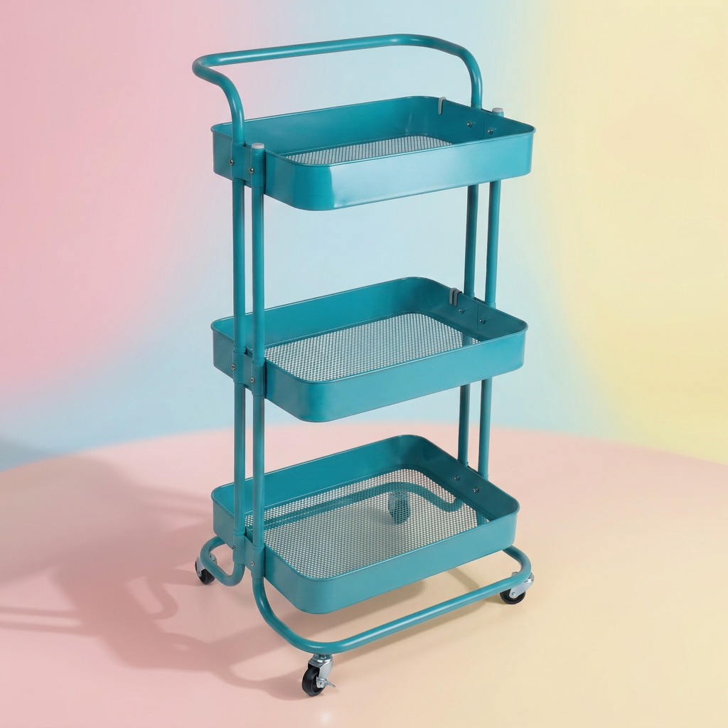 3-Layer Multipurpose Rolling Cart Teal 1pc