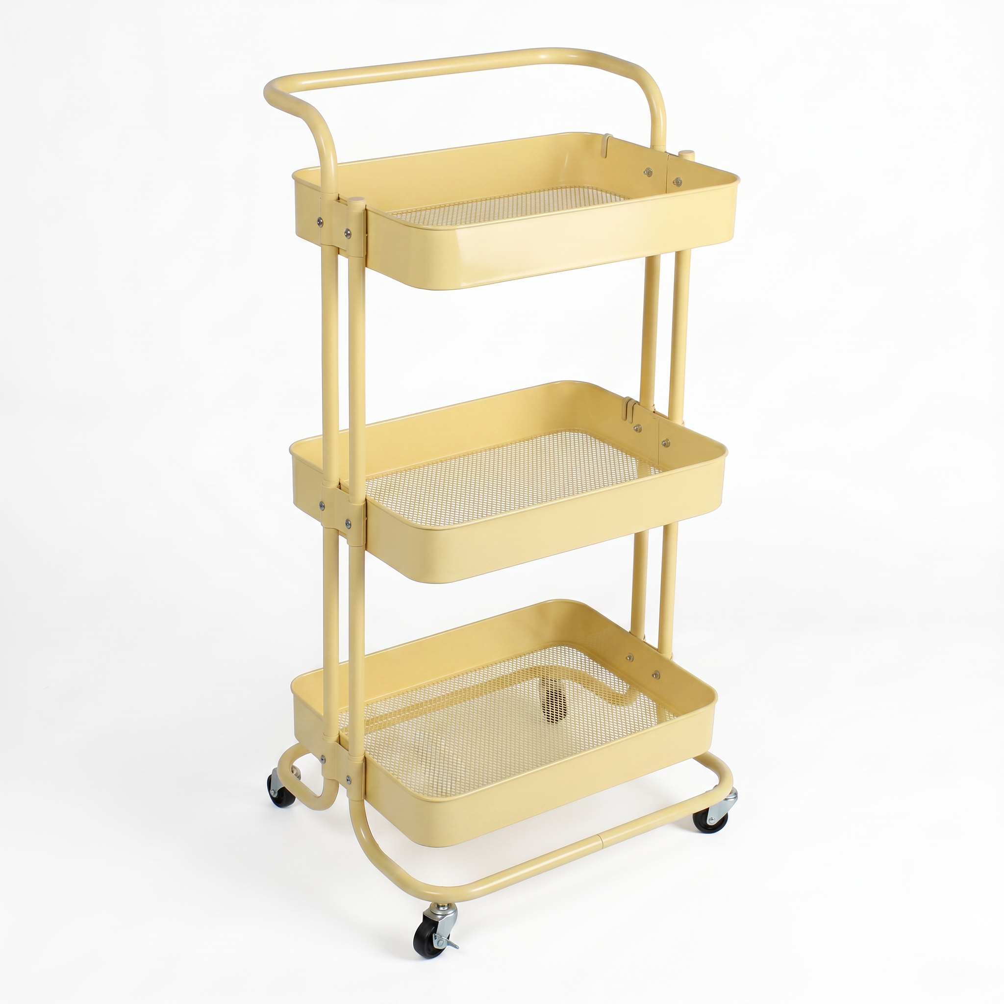 3-Layer Multipurpose Rolling Cart Light yellow 1pc