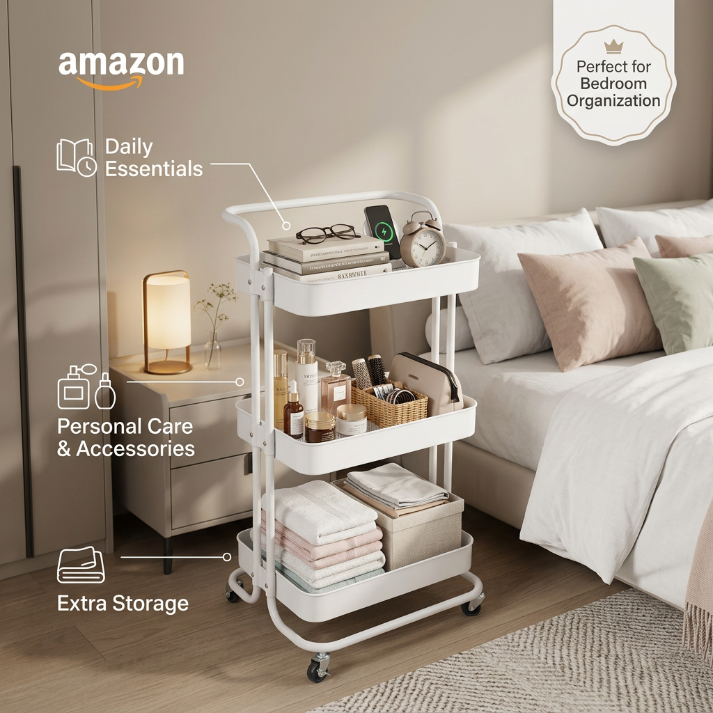 3-Layer Multipurpose Rolling Cart White 1pc