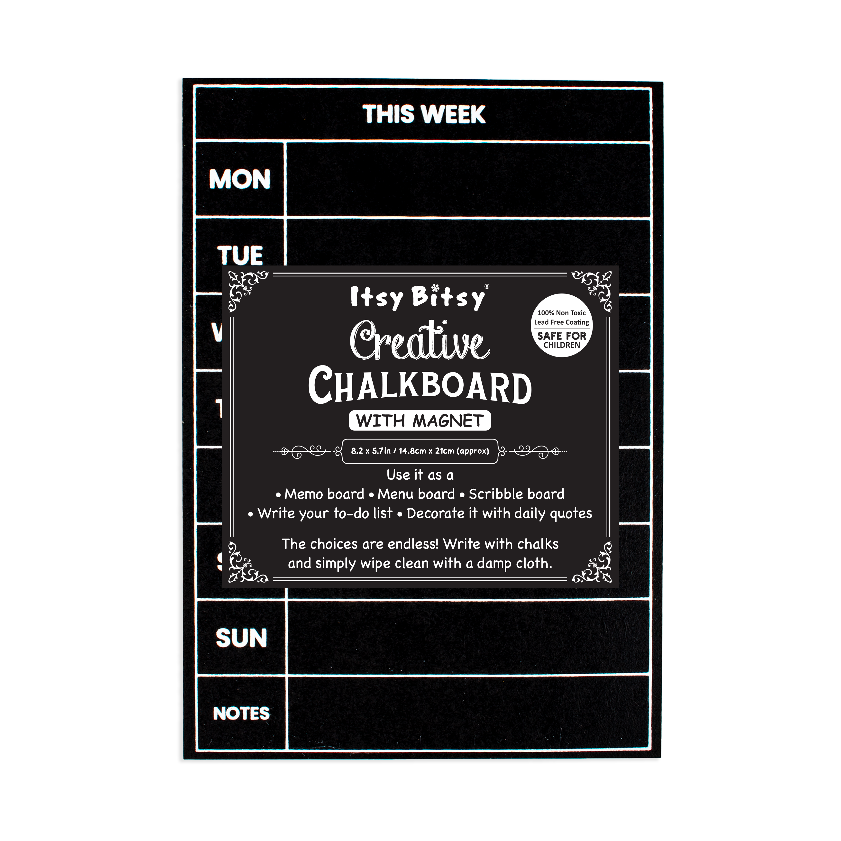 Creative Hanging Chalkboard With Magnet Weekly Notes W5.88 X H8.27 Inch 2mm Thick 1pc