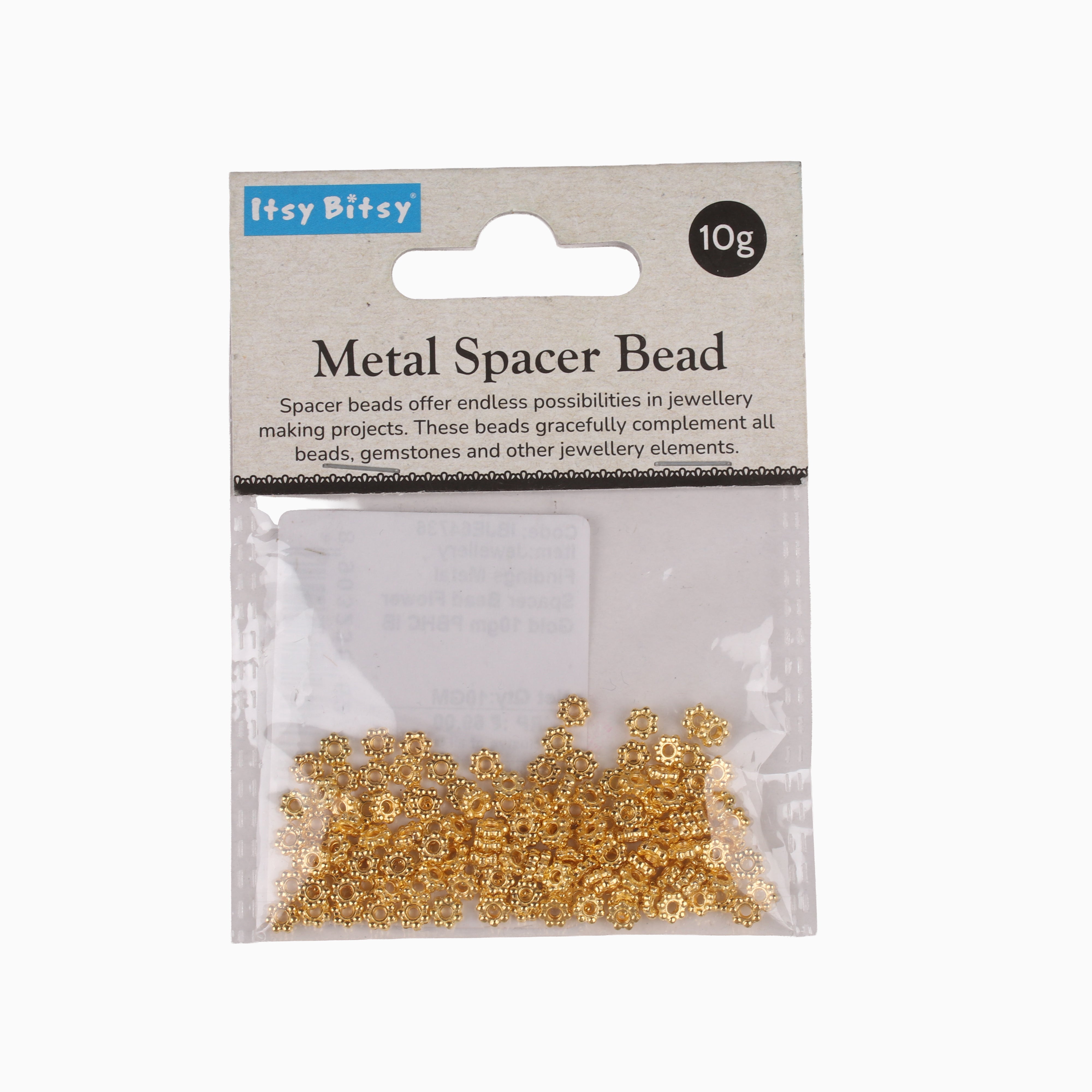 Jewellery Findings Metal Spacer Bead Flower Gold 10gm
