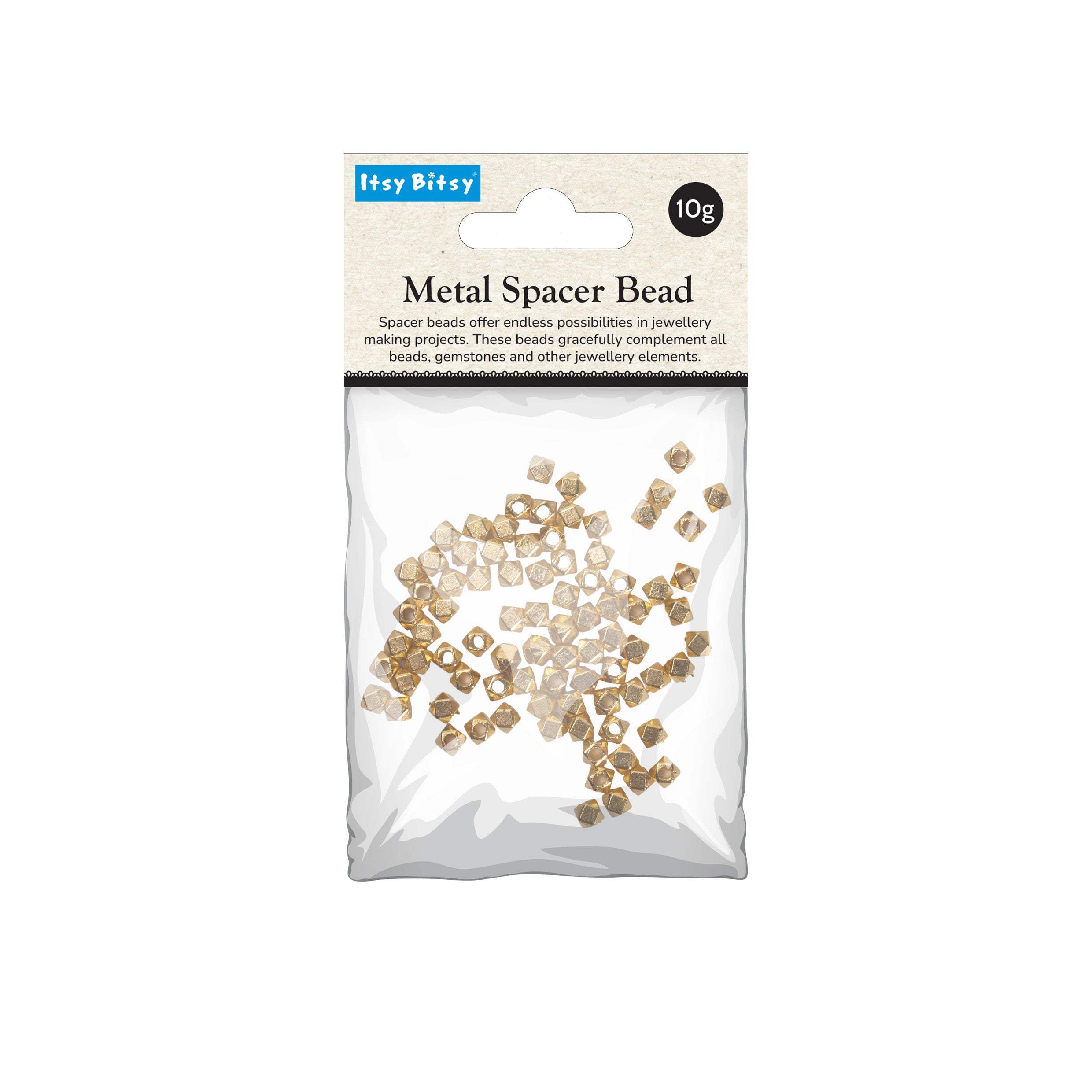 Jewellery Findings Metal Spacer Bead Geometric Gold 10gm