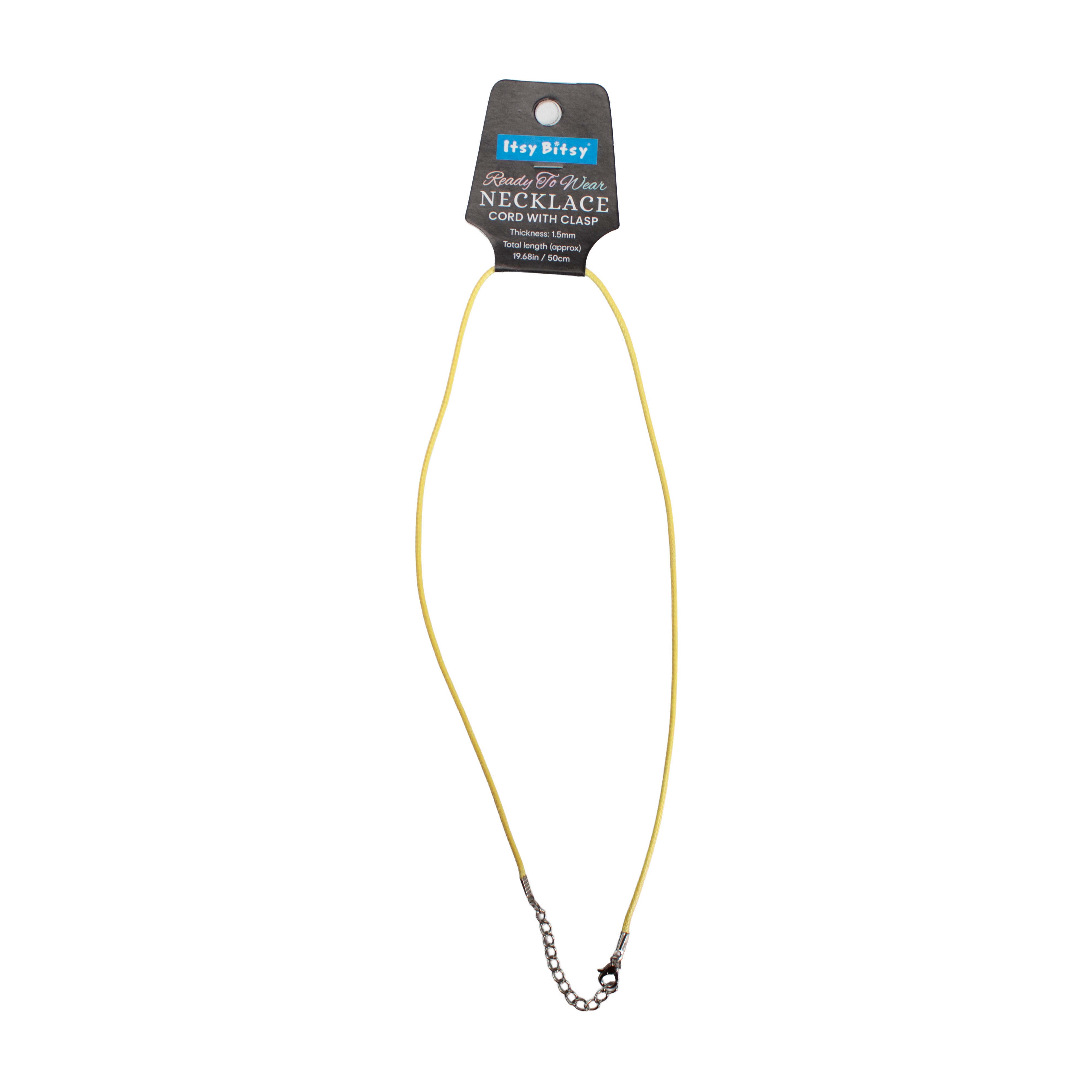 Ready-to-Wear Necklace Cord With Clasp Bright Yellow, Approx Thickness 1.5mm Length 50cm
