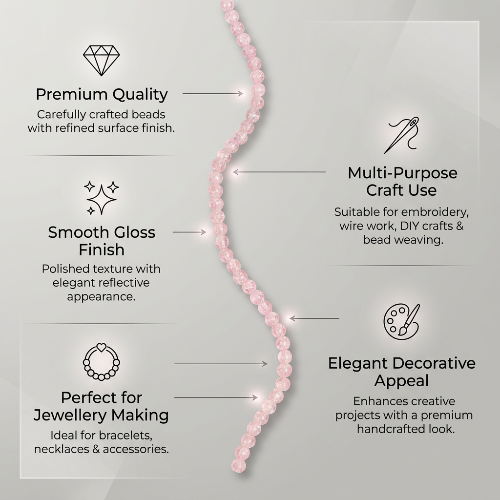 Crackle Glass Beads Light Pink 8mm 35 Beads 1string