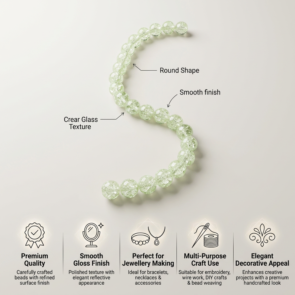 Crackle Glass Beads Light Green 8mm 35 Beads 1string