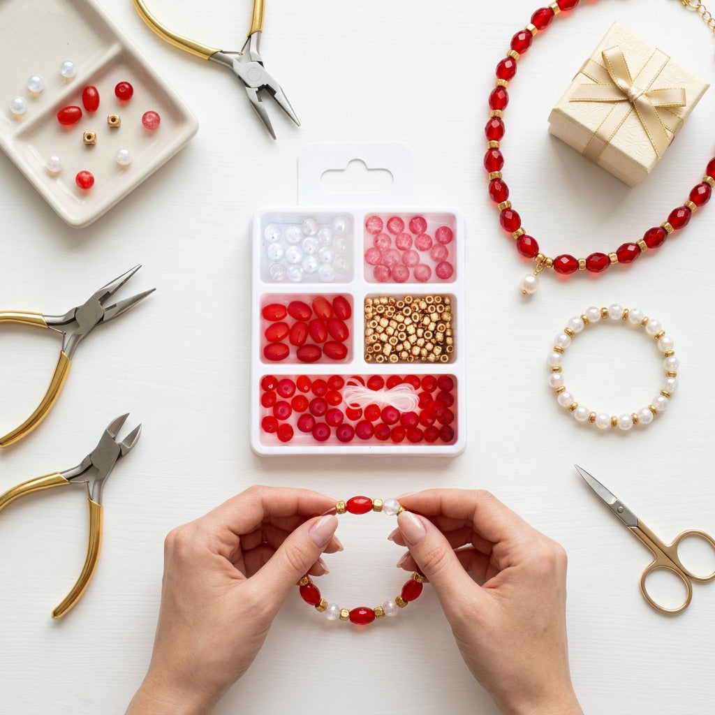 My Bead Studio Bracelet Making Kit Cherry Red 5 Compartments Blister