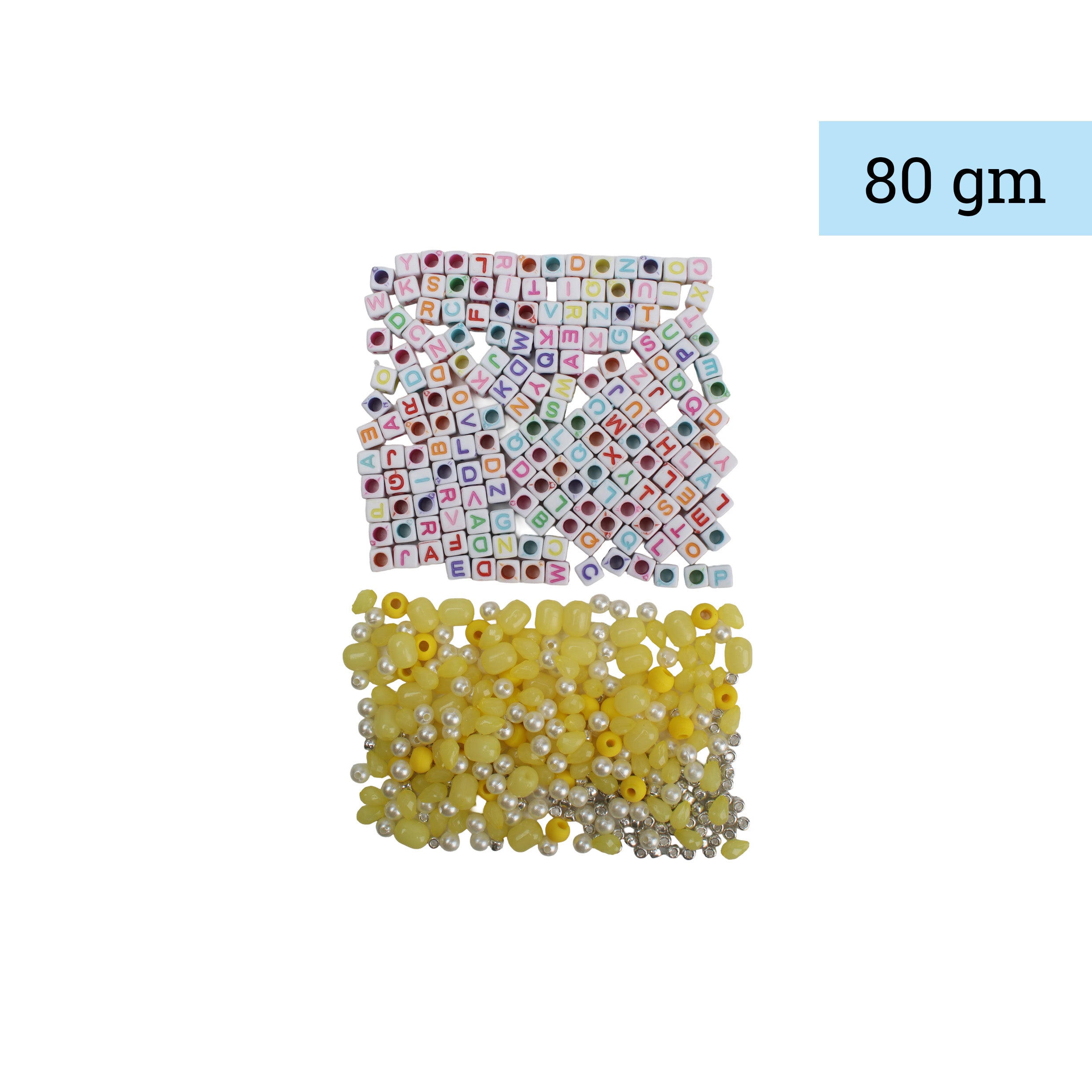 My Bead Studio Alphabet Beads with Assorted Beads Misty Lemon 80gm 1PC