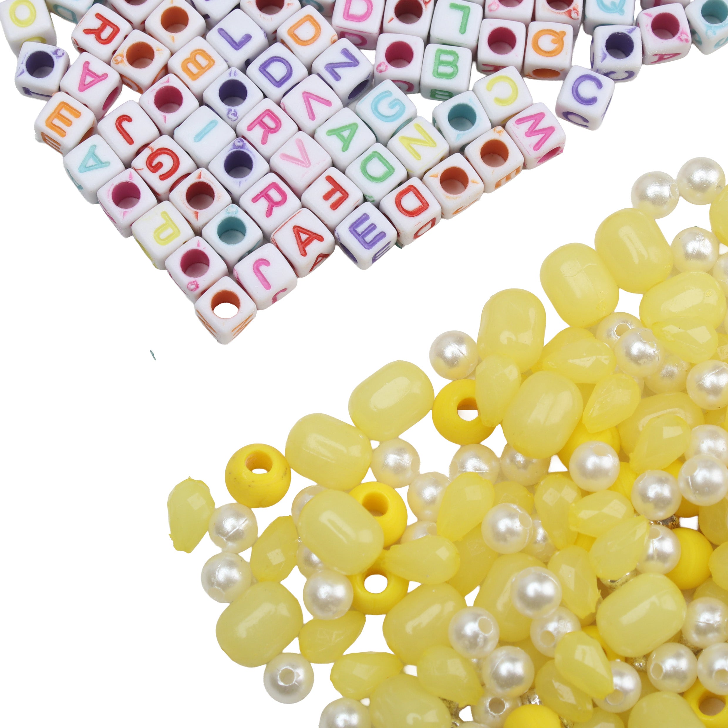My Bead Studio Alphabet Beads with Assorted Beads Misty Lemon 80gm 1PC
