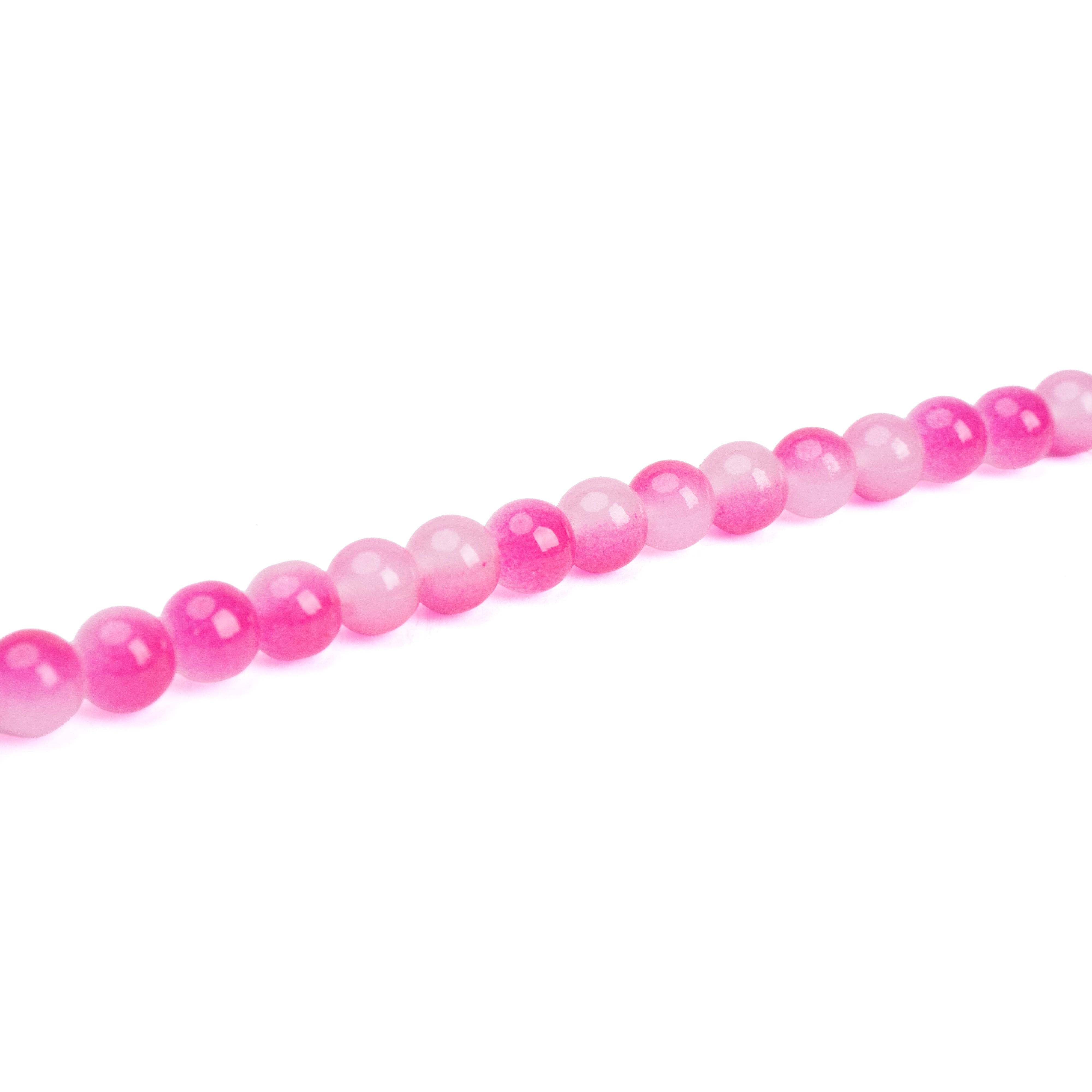 Glass Bead Round Dual Tone Rose Pink 8mm 35beads 1string