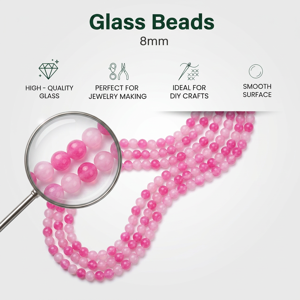 Glass Bead Round Dual Tone Rose Pink 8mm 35beads 1string