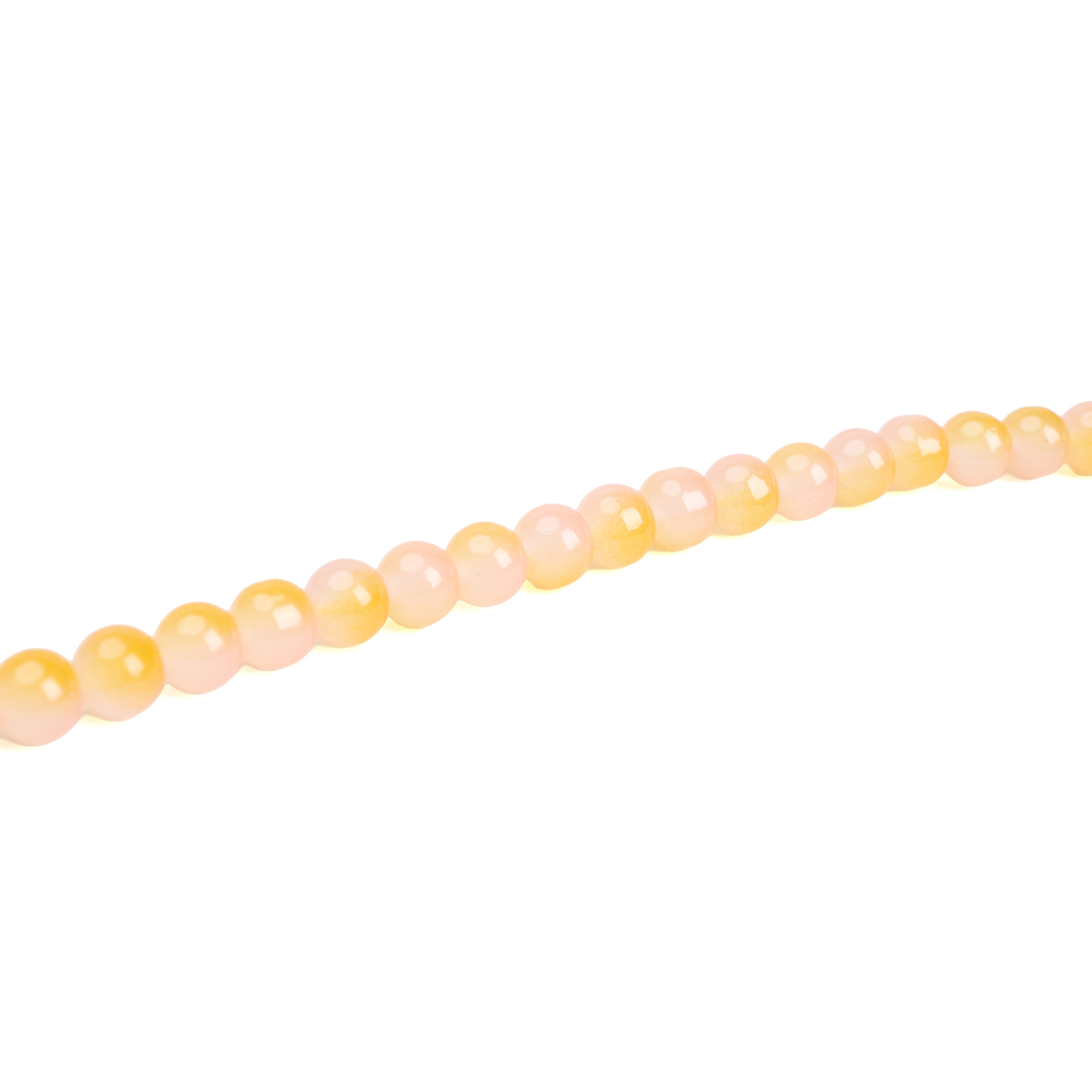 Glass Bead Round Dual Tone Pink & Yellow 8mm 35beads 1string