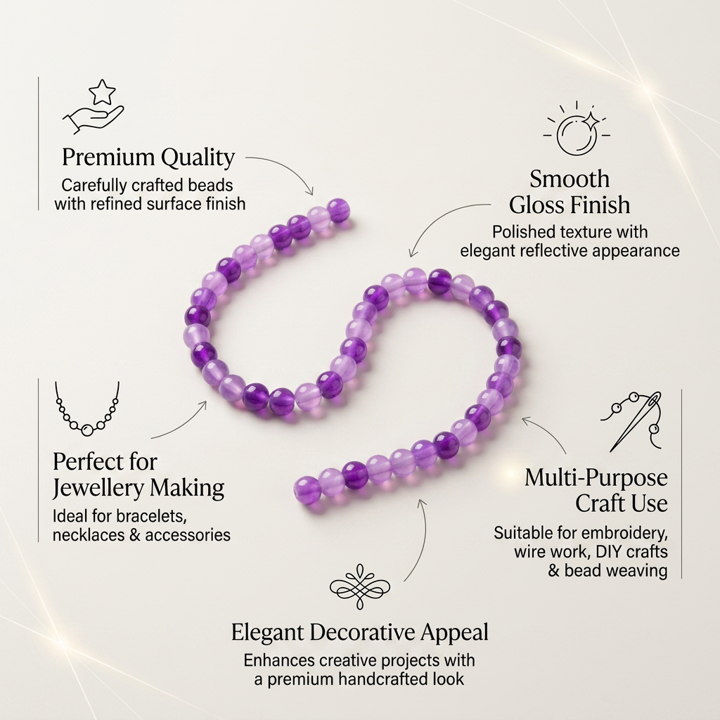 Glass Bead Round Dual Tone Purple & Lavender 8mm 35beads 1string