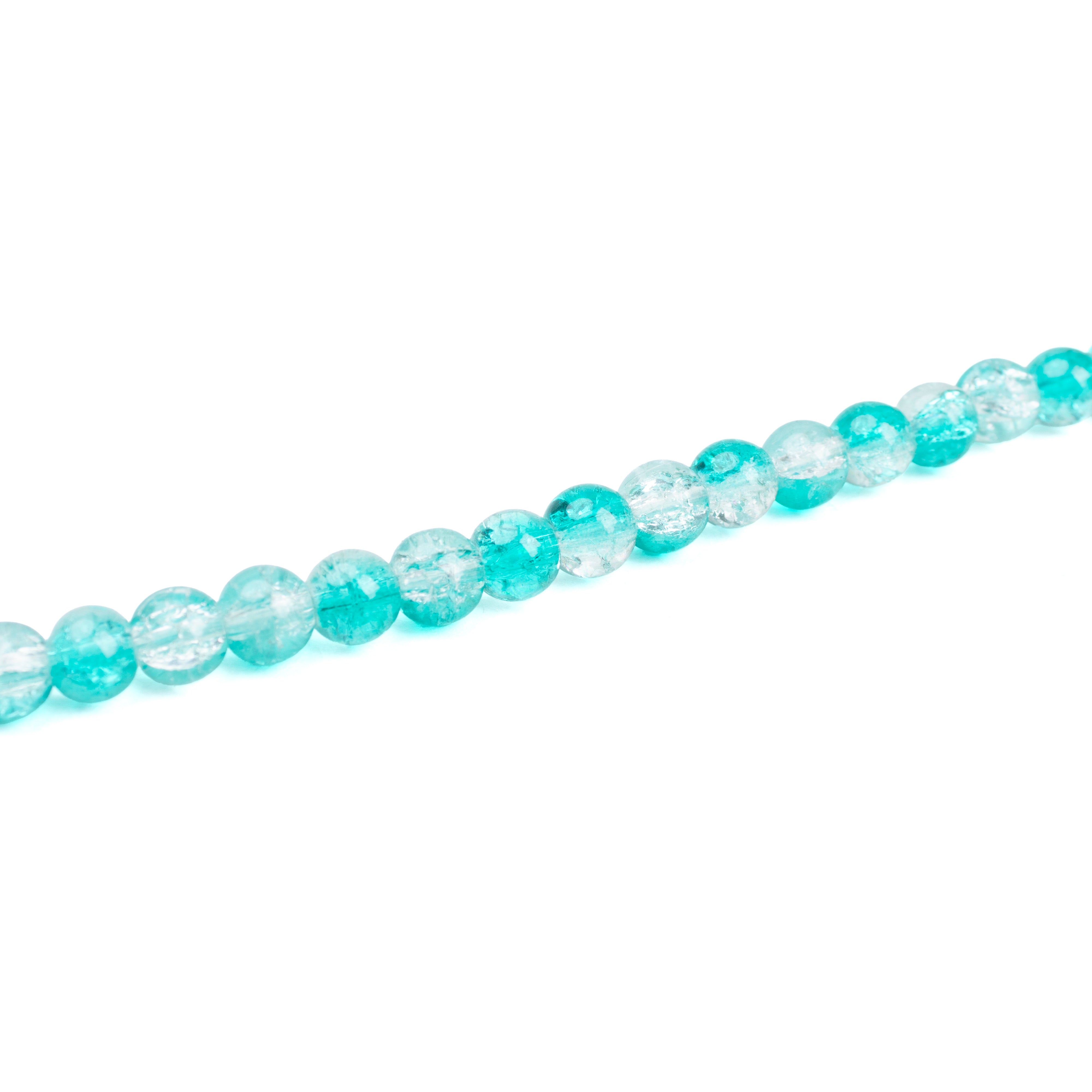 Glass Bead Round Dual Tone Crystal Sea 8mm 35beads 1string