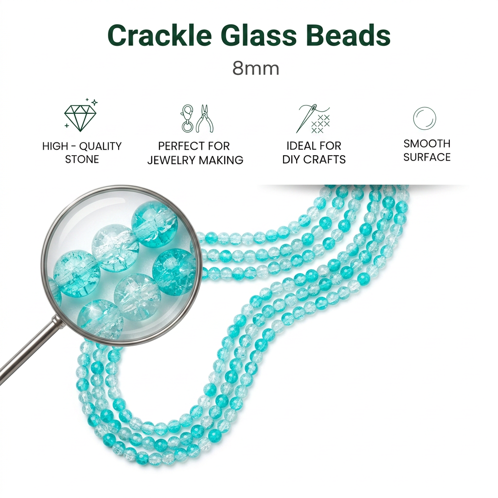 Glass Bead Round Dual Tone Crystal Sea 8mm 35beads 1string