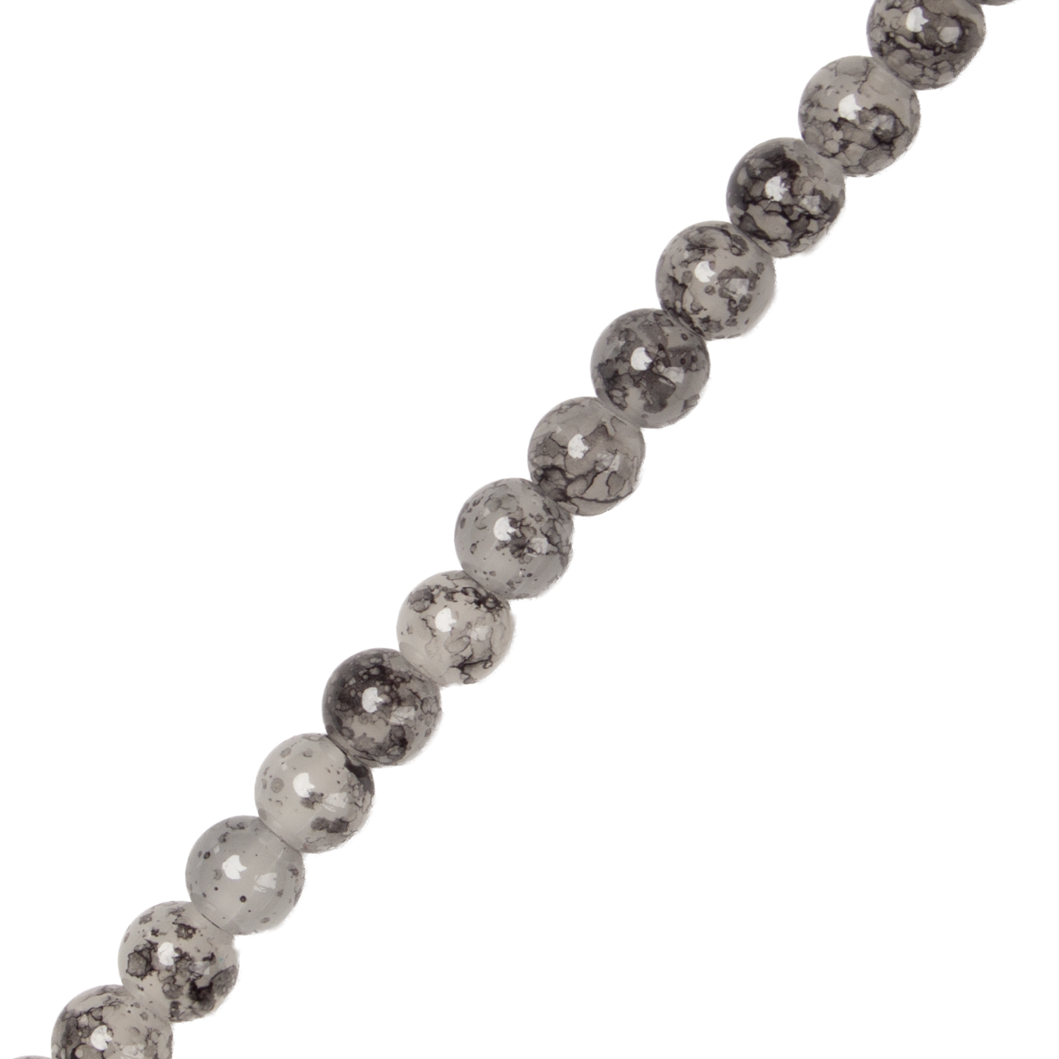 Glass Bead Round Dual Tone Pearl Grey 8mm 35beads 1string