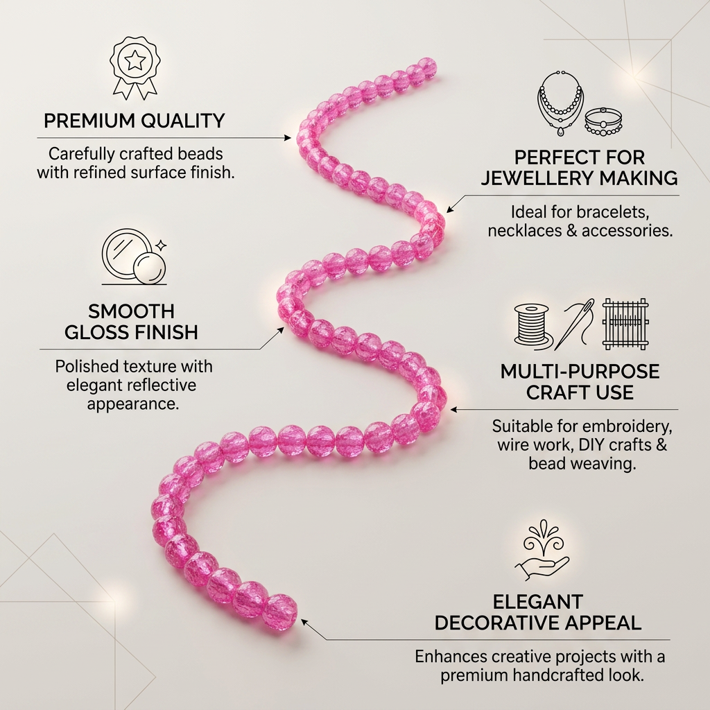 Glass Bead Round Dual Tone Hot Pink 8mm 35beads 1string