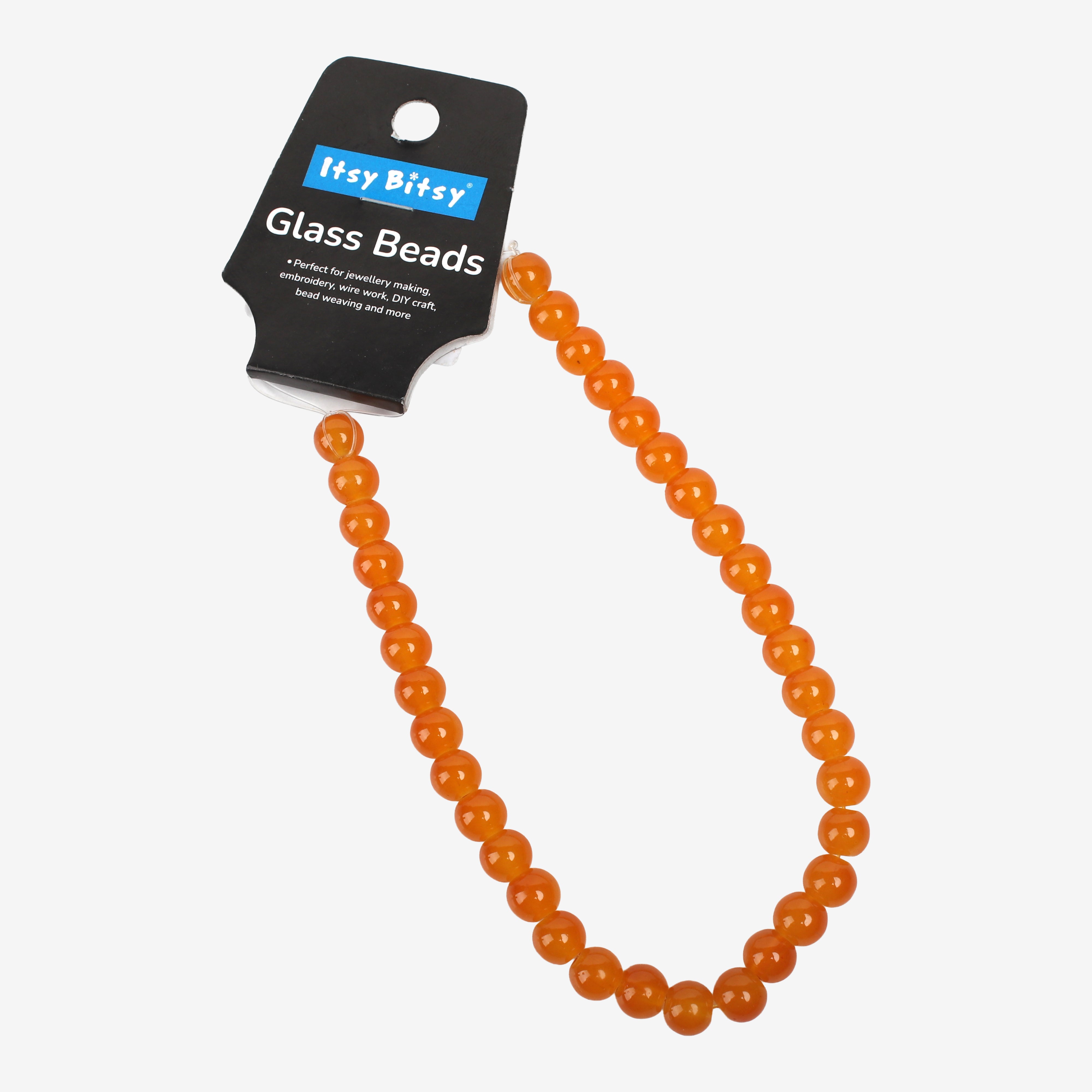 Glass Bead Round Orange 8mm 35beads 1string