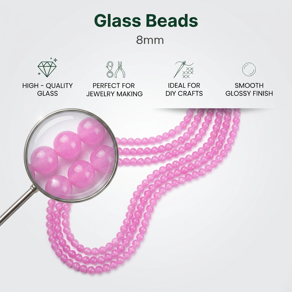 Glass Bead Round Candy Pink 8mm 35beads 1string