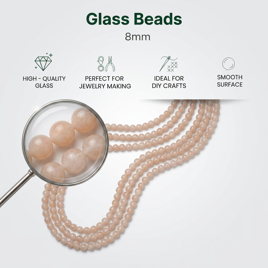 Glass Bead Round Light Peach 8mm 35beads 1string